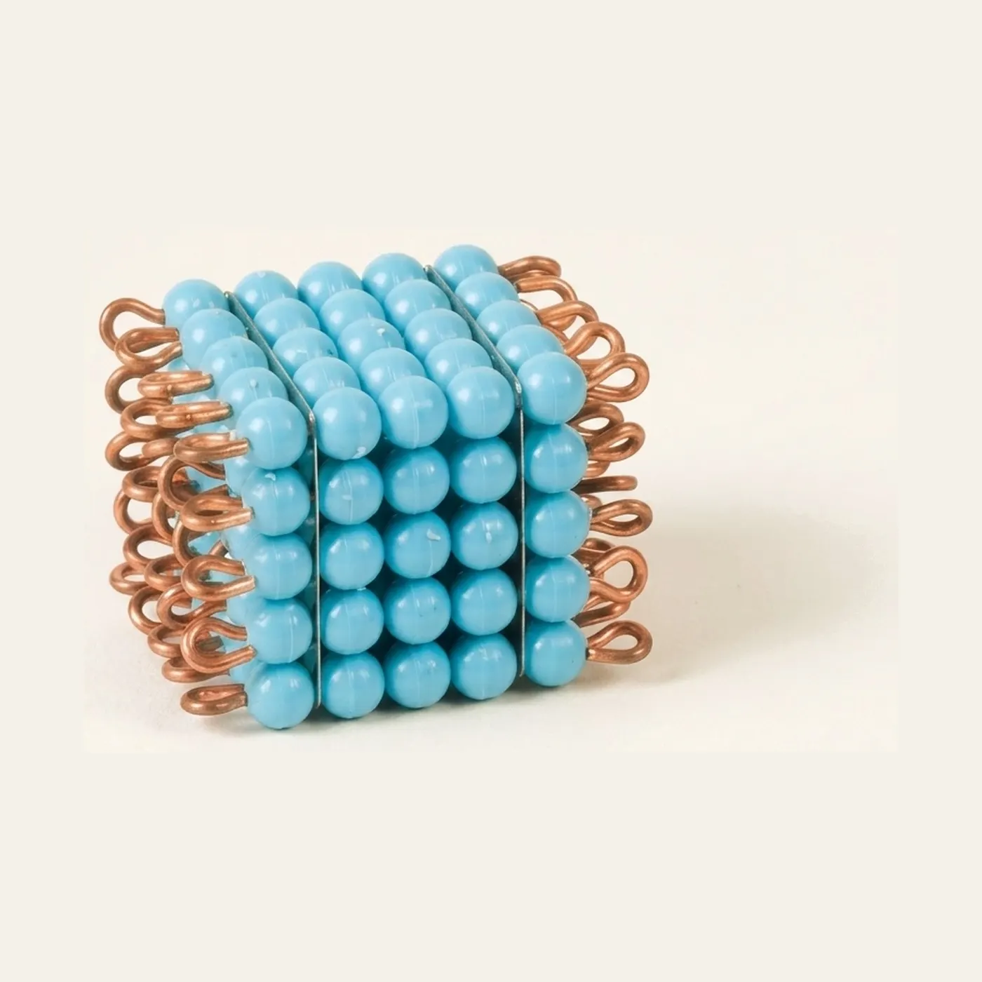 Nylon Bead Cube of 5: Individual Light Blue for Quantity Work: Montessori material | Faborino