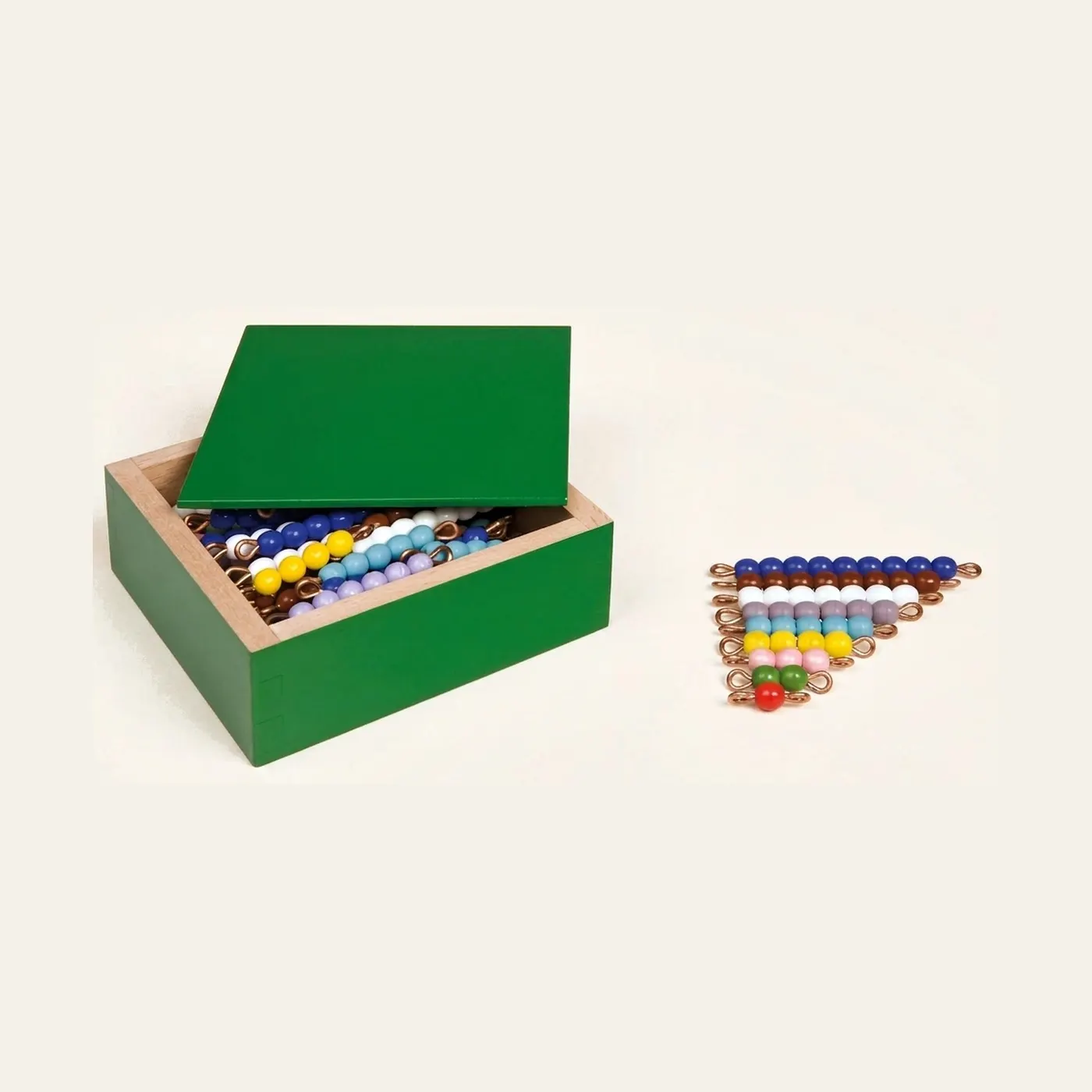 Coloured Bead Stairs: 10 Sets of Glass Beads 1-10: Montessori material | Faborino