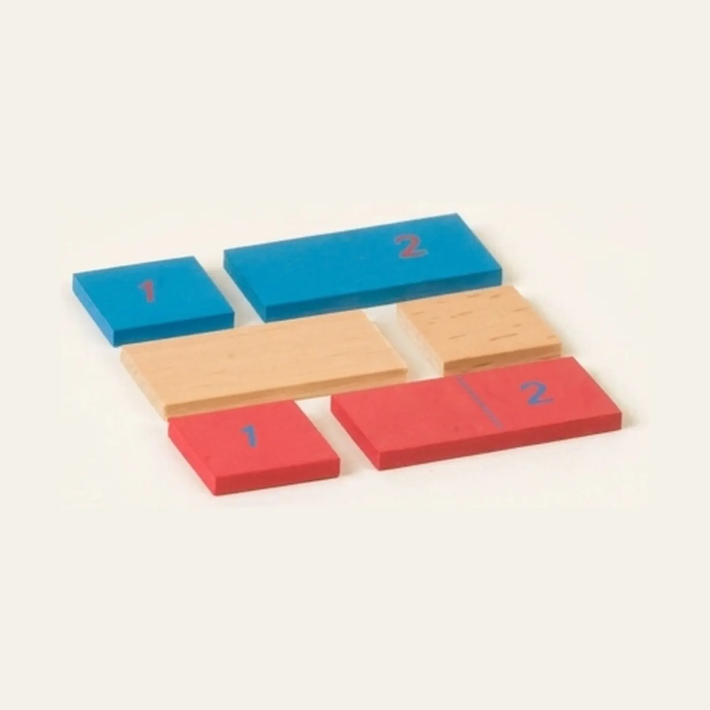 First 2 Strips For Addition / Subtraction Strip Board: Red / Blue / Natural: Montessori material | Faborino