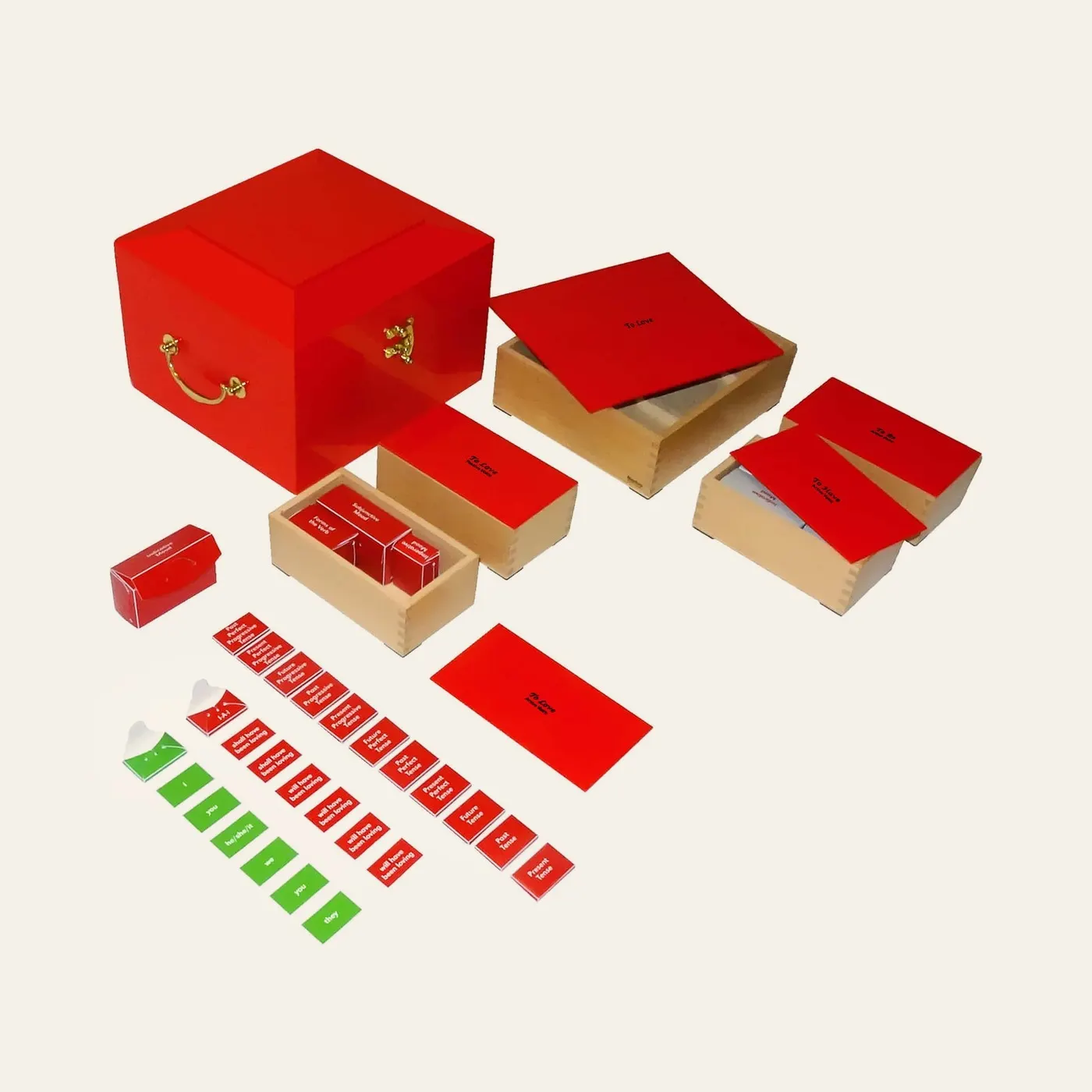 Skříňka na časování sloves: Montessori pomůcka | Faborino