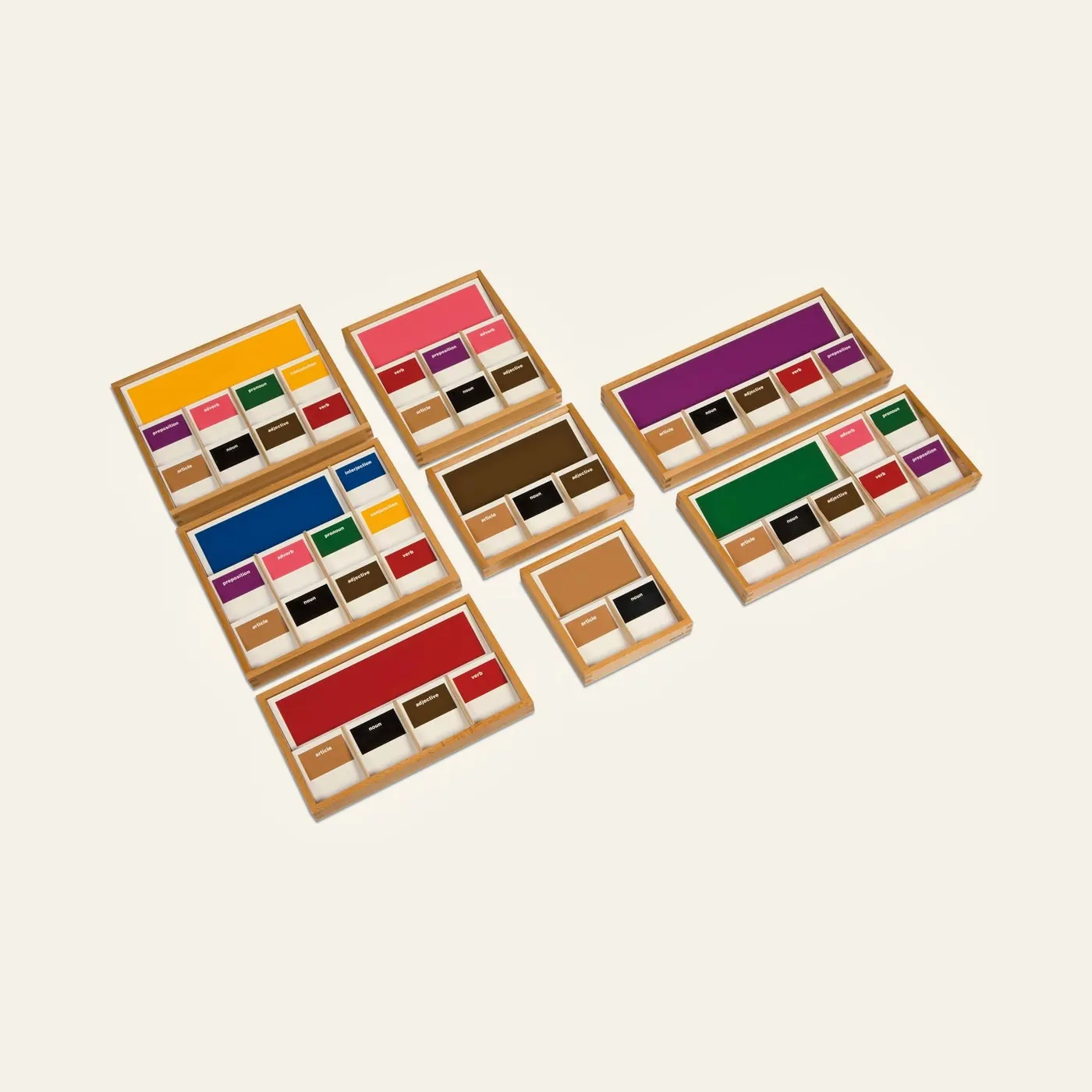 Grammar Boxes: Colour-Coded Cards for Sentence Analysis: Montessori material | Faborino