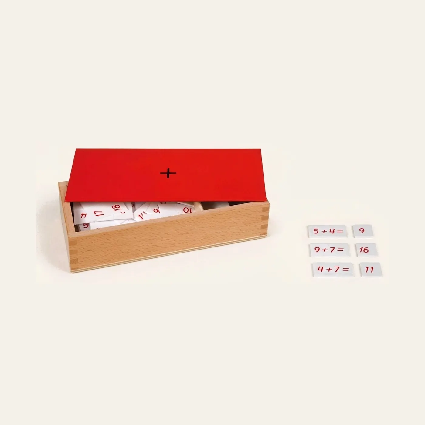 Addition Equations Box: Self-Correcting Facts Practice: Montessori material | Faborino