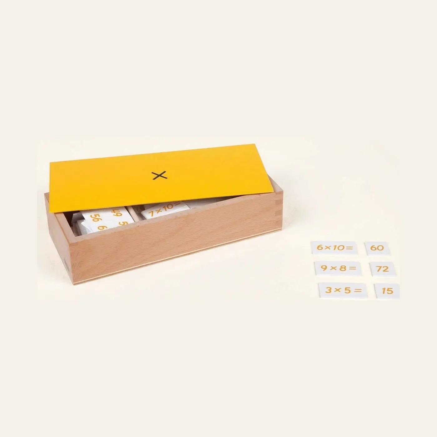 Multiplication Equations Box: Self-Correcting Facts Practice: Montessori material | Faborino