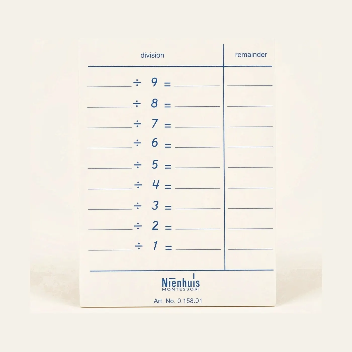 Division Tables: Montessori material | Faborino