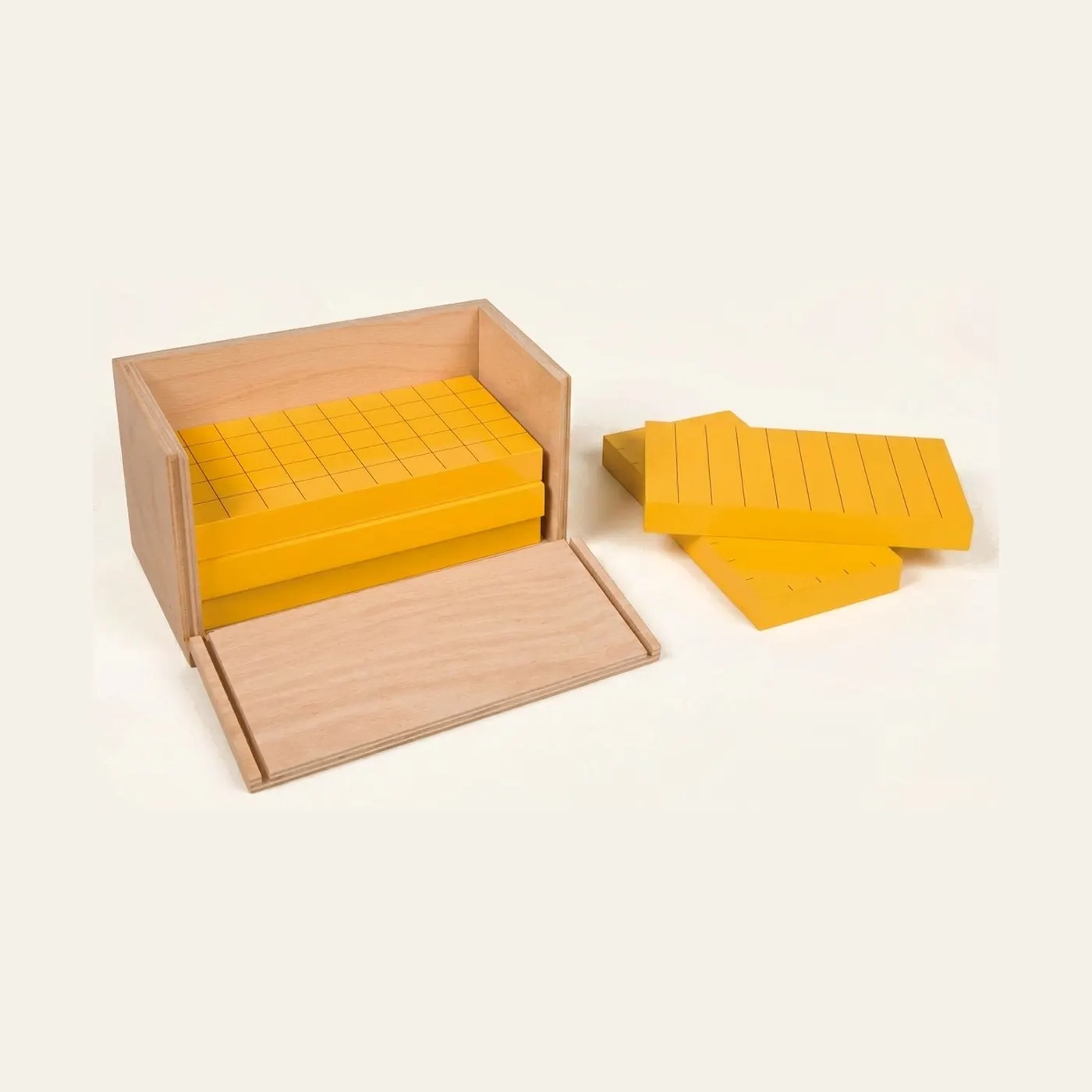 Five Yellow Prisms: Grid-Marked Geometric Exploration Set: Montessori material | Faborino