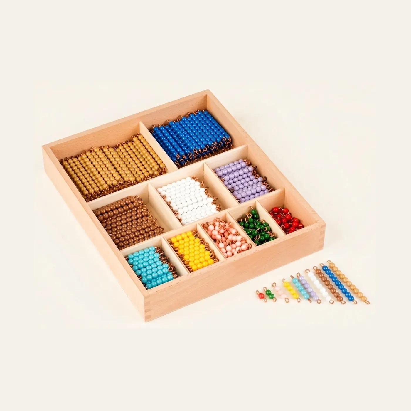 Decanomial Bead Bar Box: Complete Nylon Bead Set 1-10: Montessori material | Faborino
