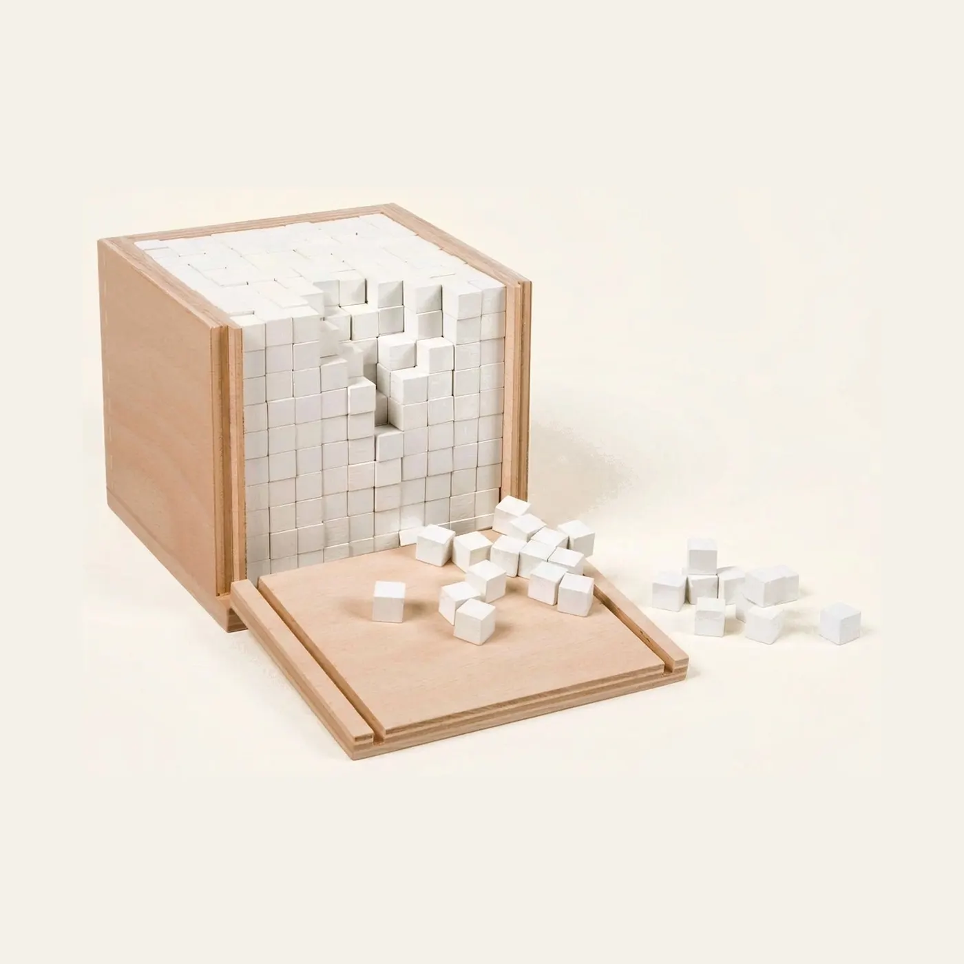 Volume Box: 1000 Unit Cubes with Sliding Demonstration Drawer: Montessori material | Faborino