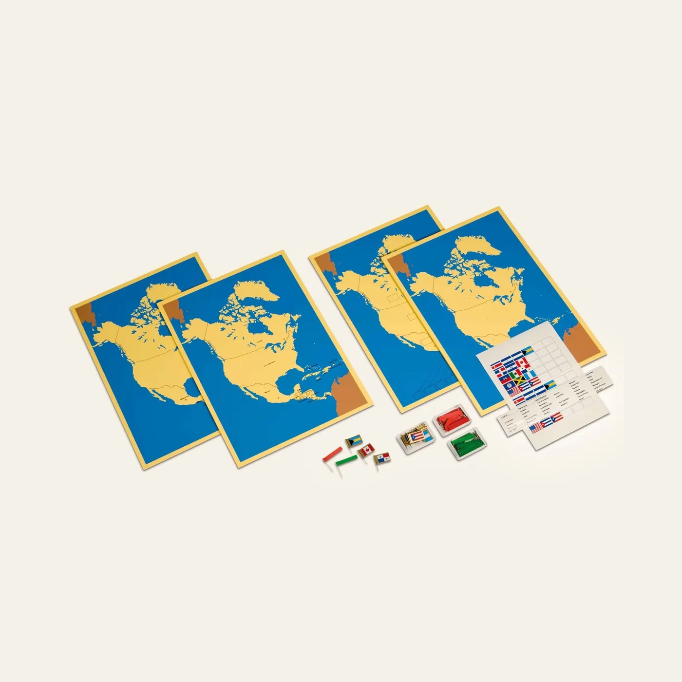 Four Maps Of North America: Montessori material | Faborino