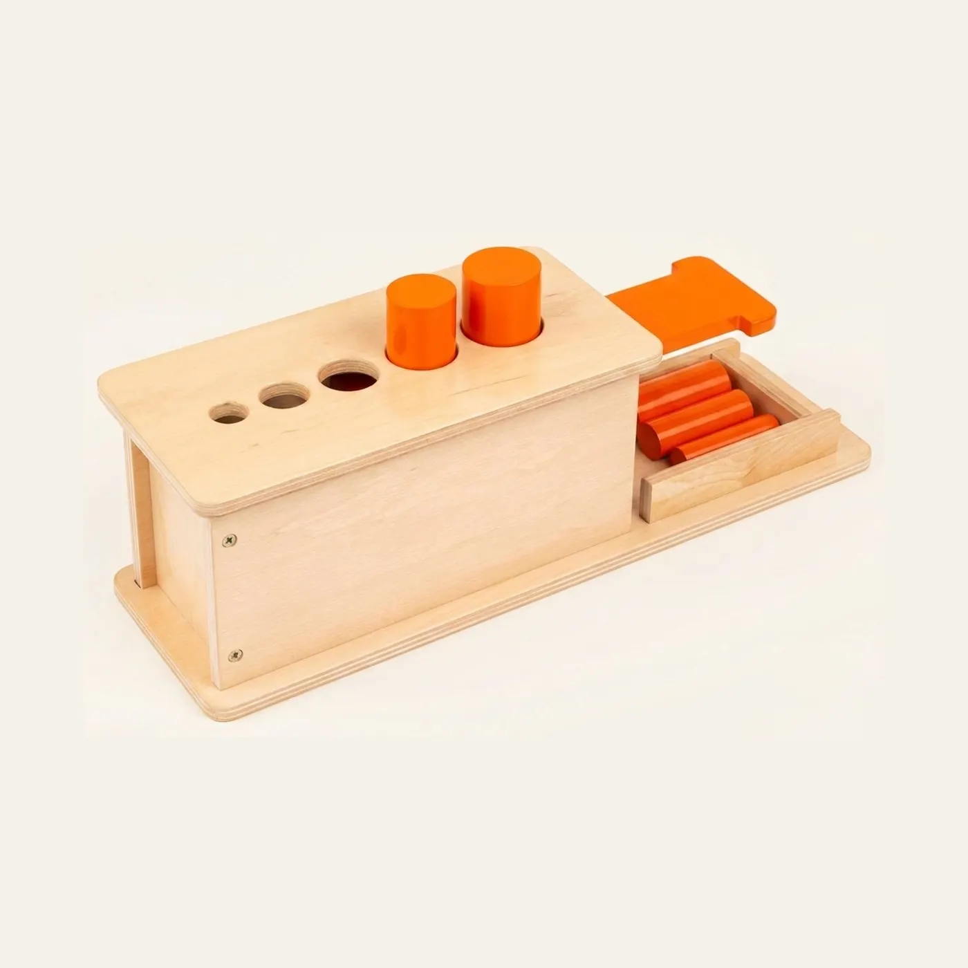 Cylinder Slide: Knobless Cylinders with Sliding Drawer: Montessori material | Faborino