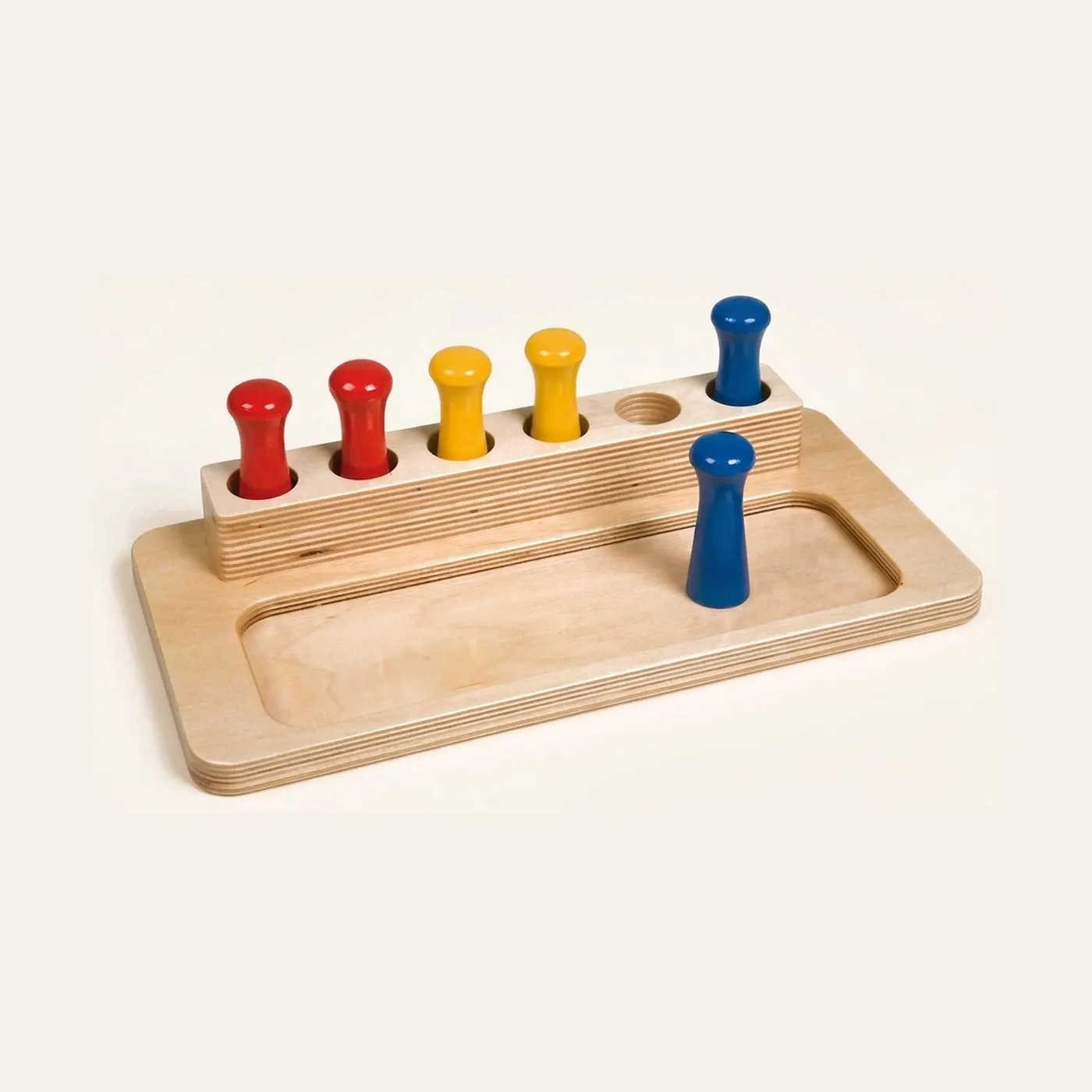 Imbucare krabička s kolíčky: trvalost objektů s barevnými kolíčky: Montessori pomůcka | Faborino