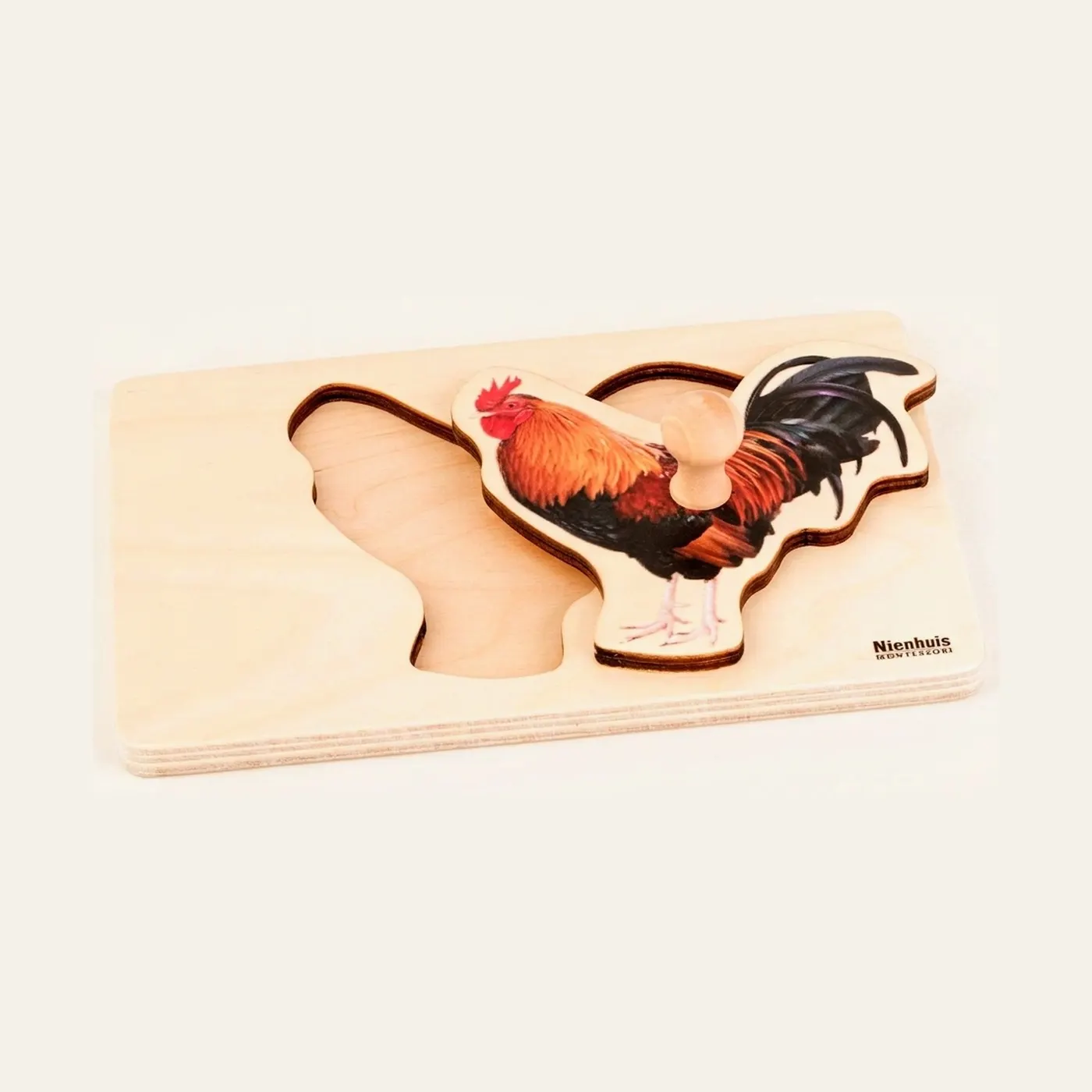 Toddler Puzzle: Rooster: Montessori material | Faborino
