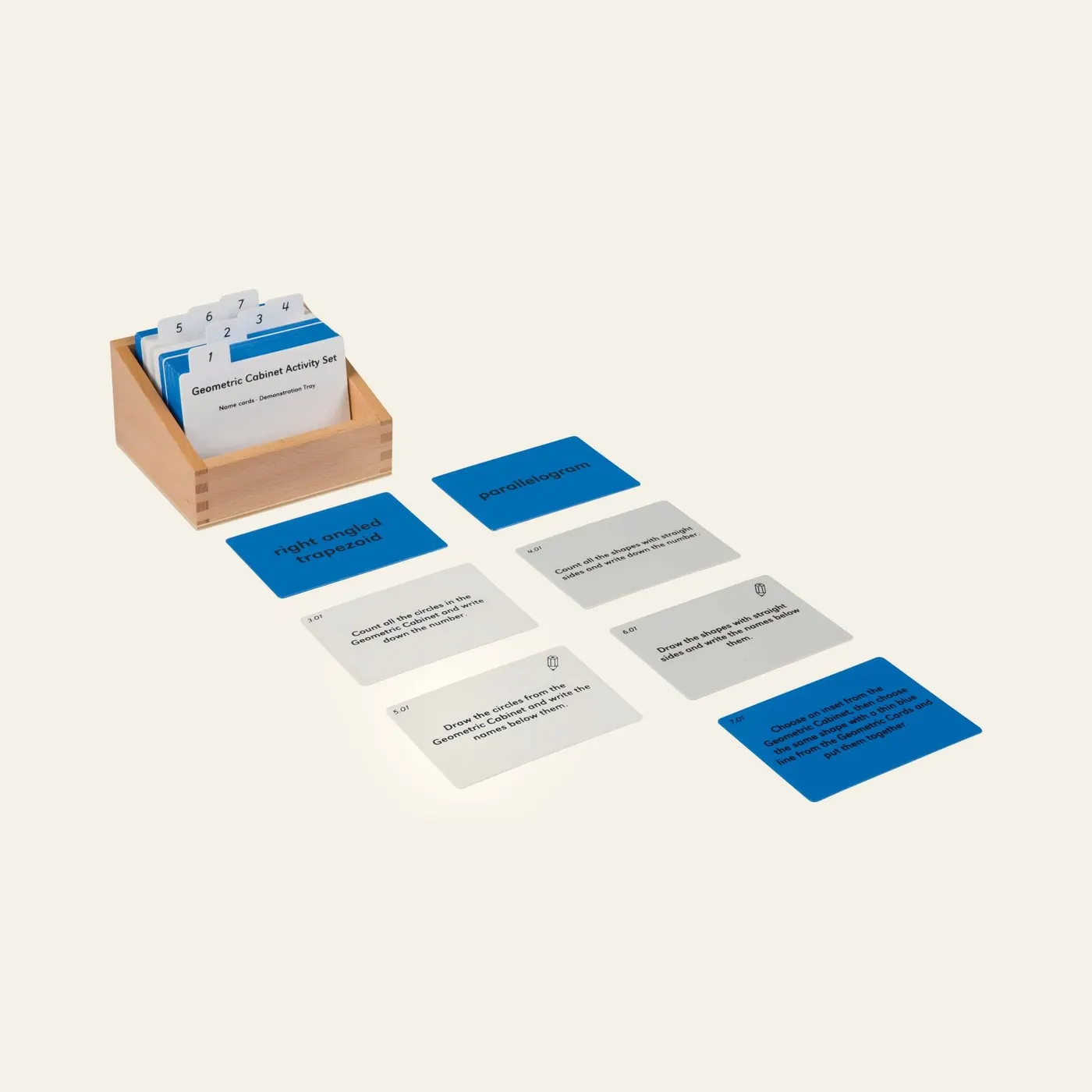 Geometric Cabinet Activity Set: Shape Recognition Extension Cards: Montessori material | Faborino