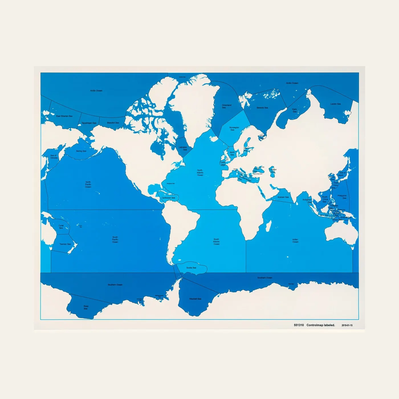 Seas And Oceans Control Map: Labeled