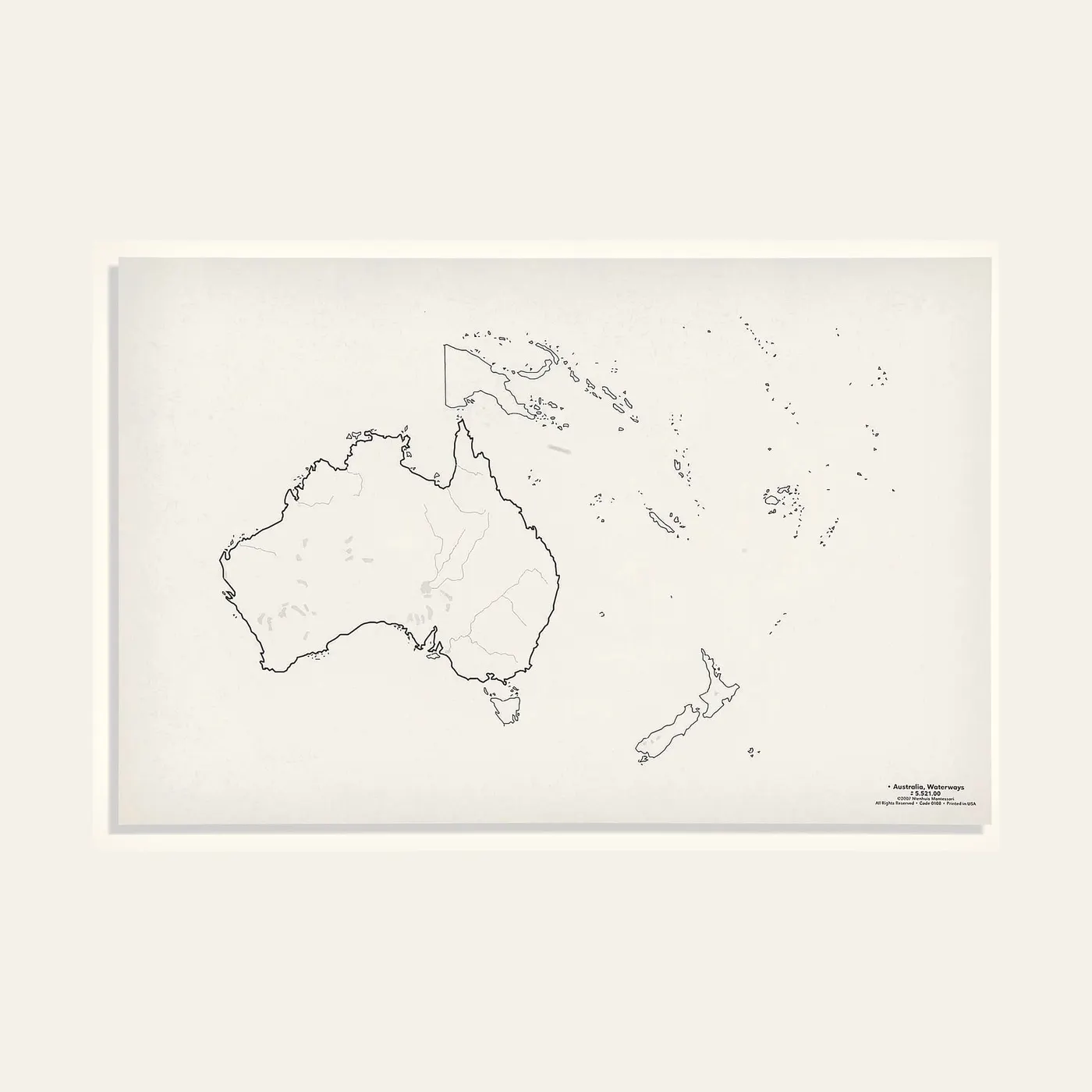 Australia: Waterways Maps: Pack of 50: Montessori material | Faborino