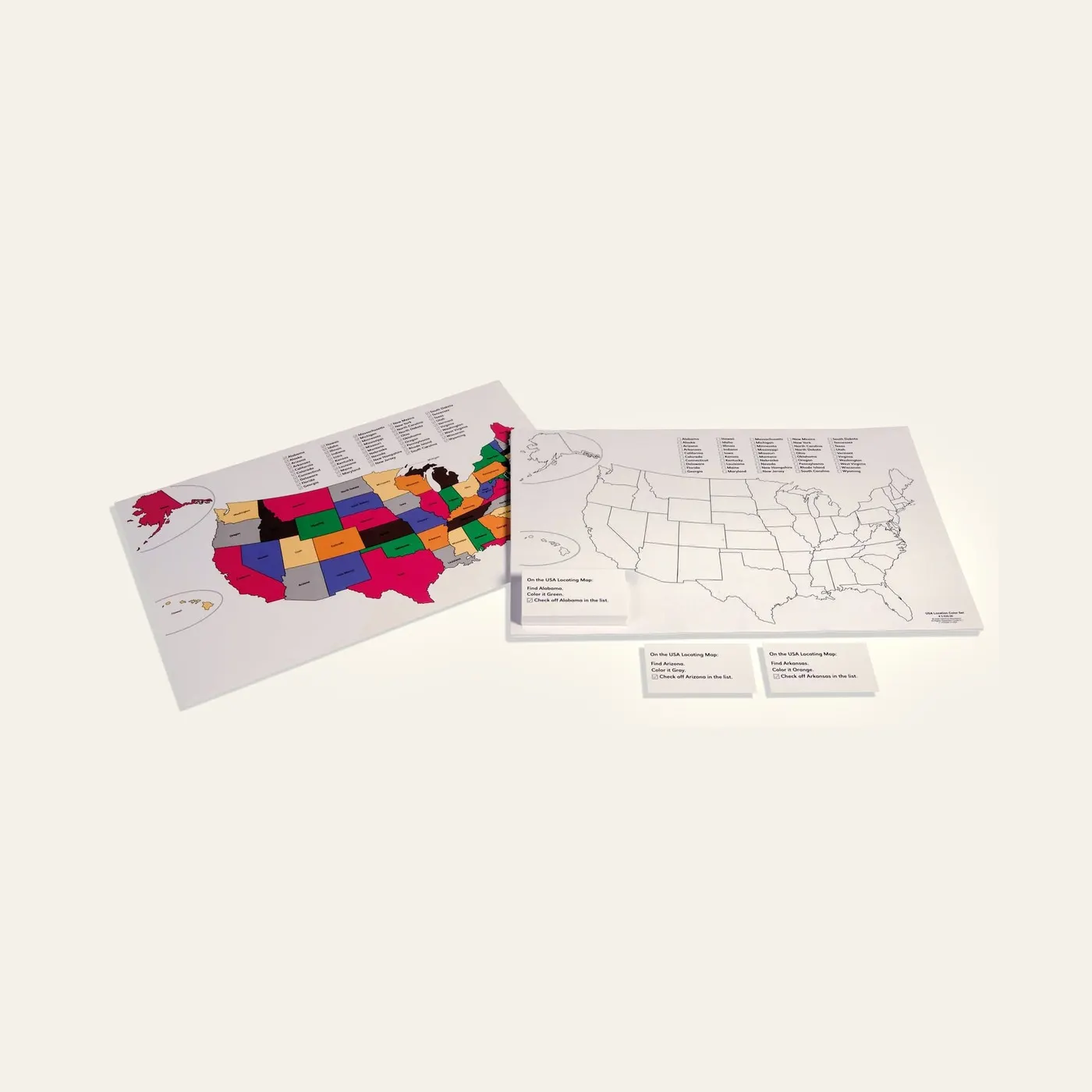 United States Map: 50 Colour-Coded Location Set: Montessori material | Faborino