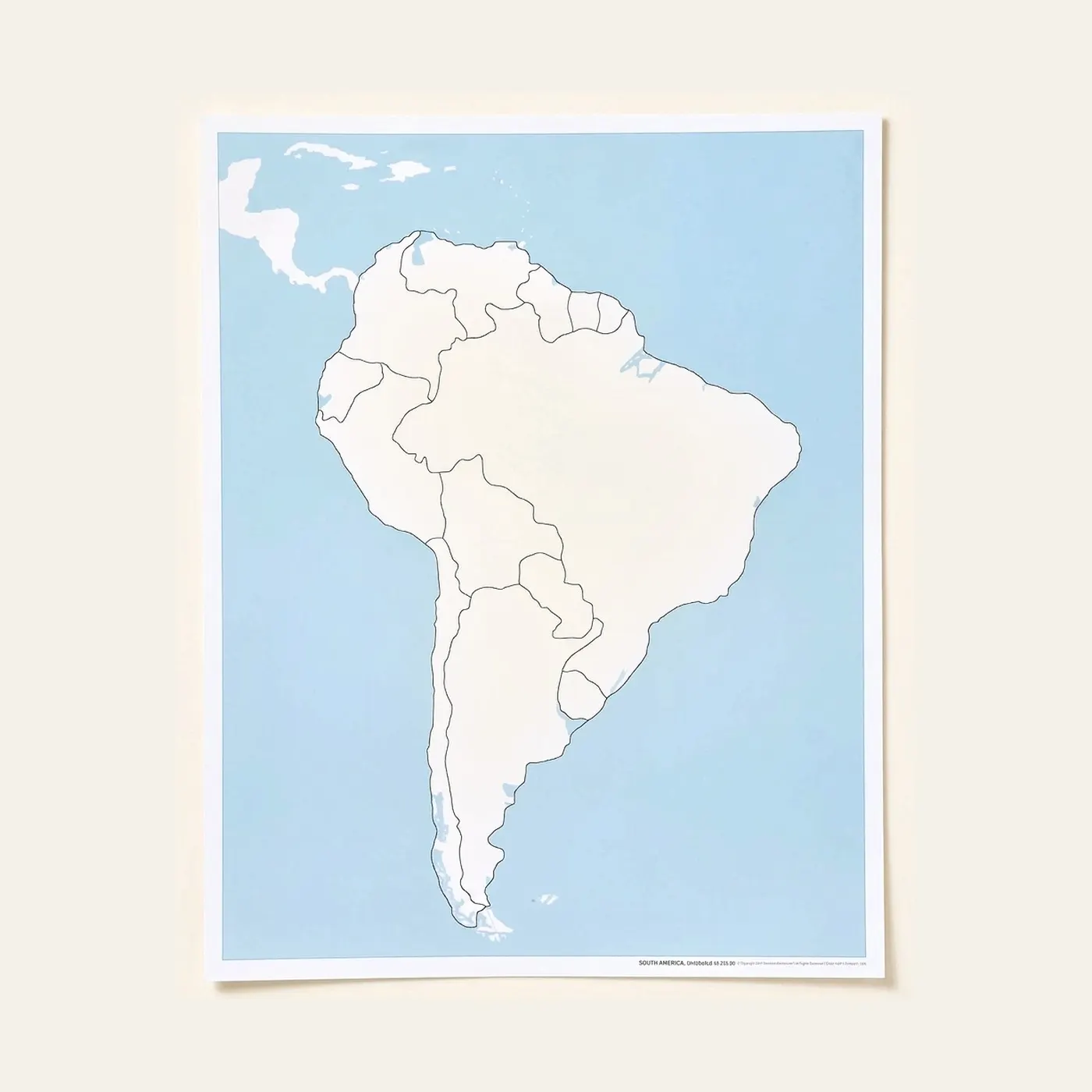 South America Control Map: Unlabeled: Montessori material | Faborino