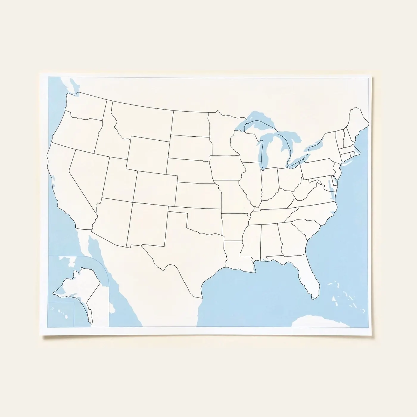 United States Control Map: Unlabeled: Montessori material | Faborino