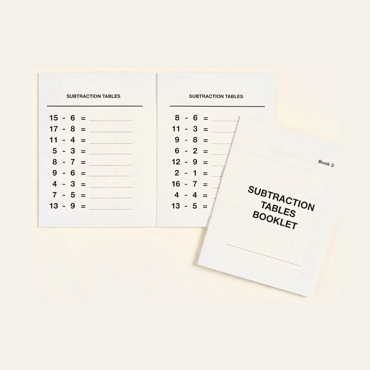 Subtraction Tables Booklet: 3: Montessori material | Faborino