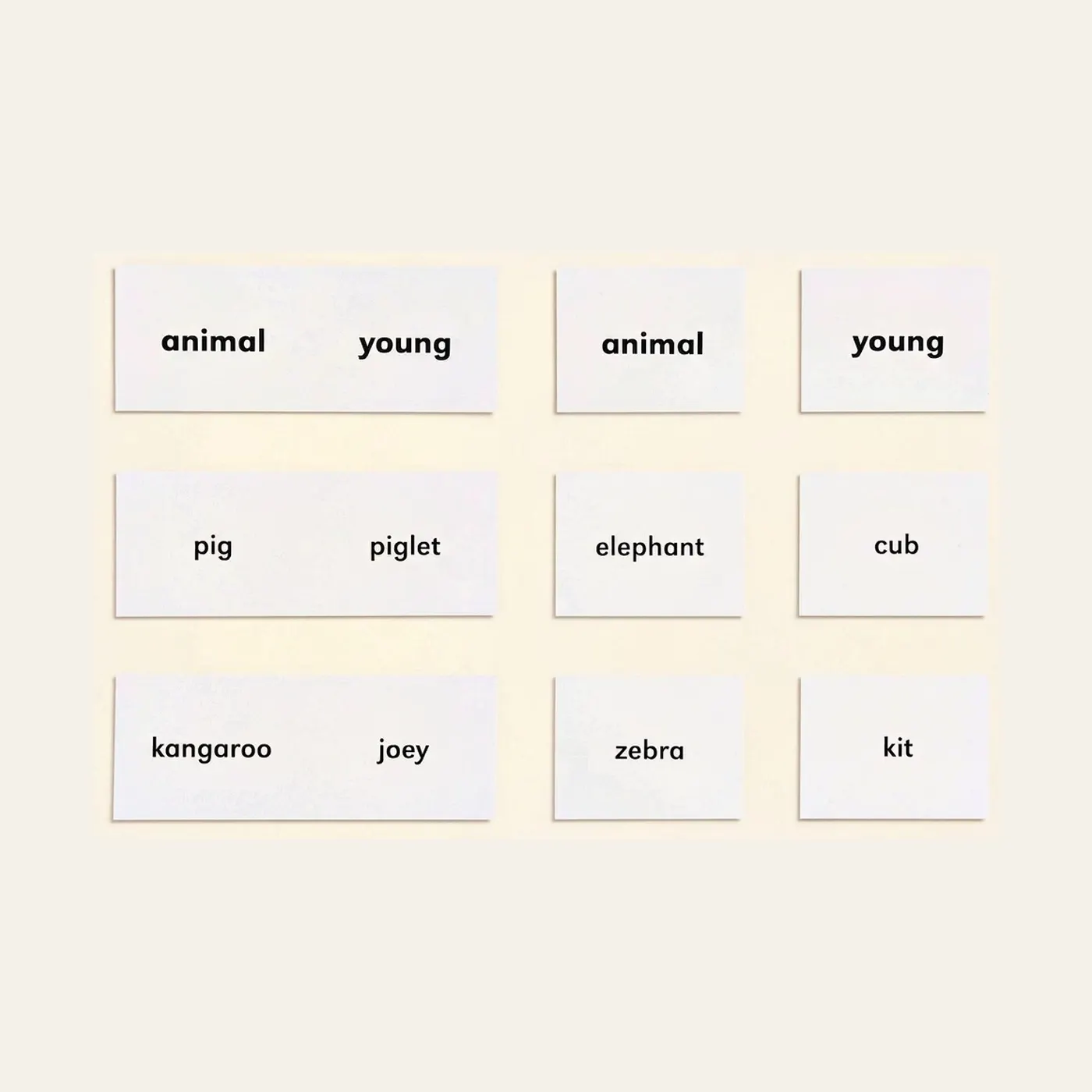 Animals And Their Young: Montessori material | Faborino