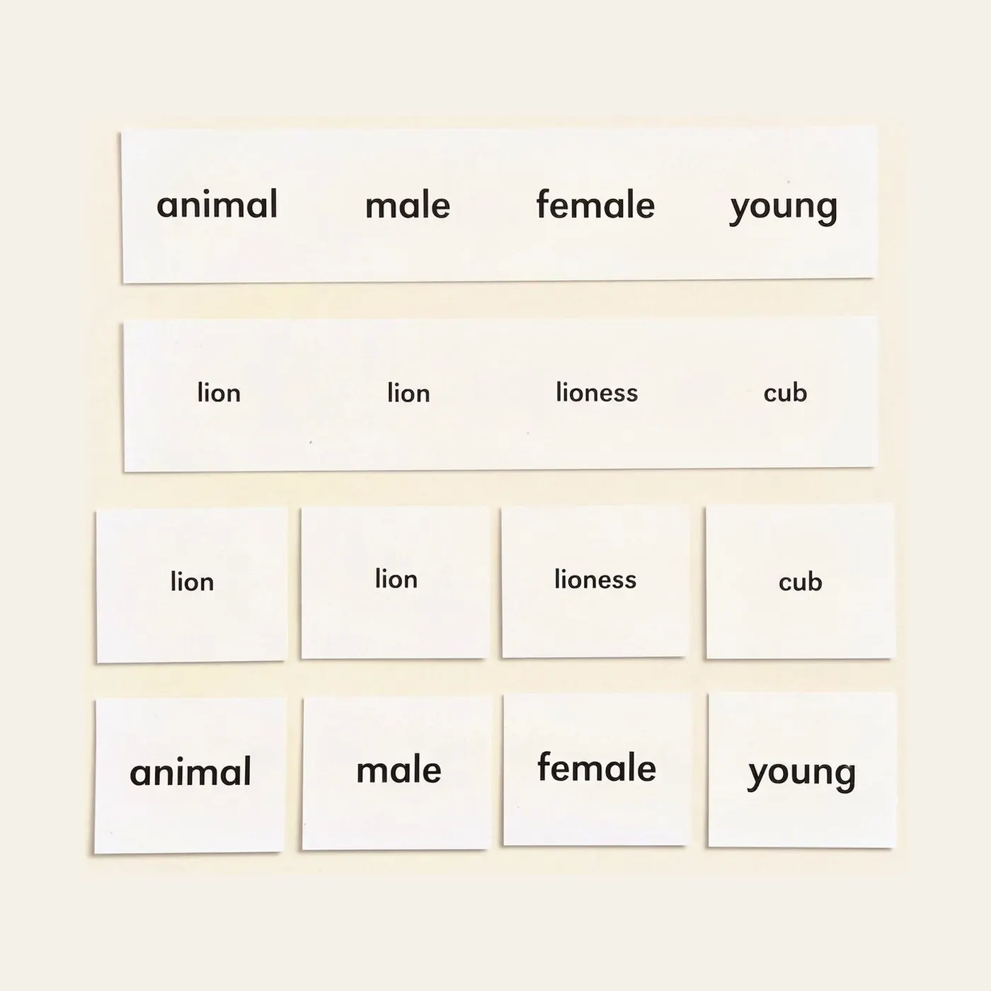 Animal Names: Language Classification Cards: Montessori material | Faborino