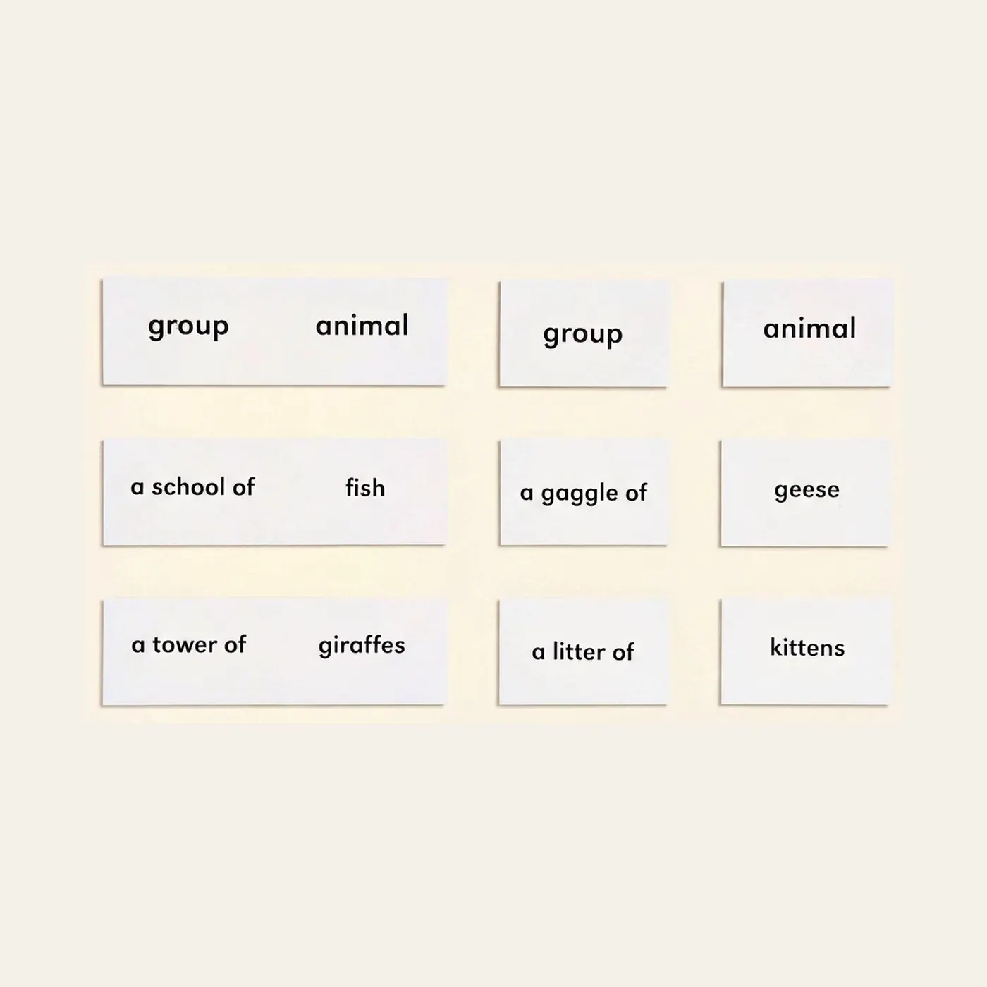 Animals And Their Groups: Montessori material | Faborino