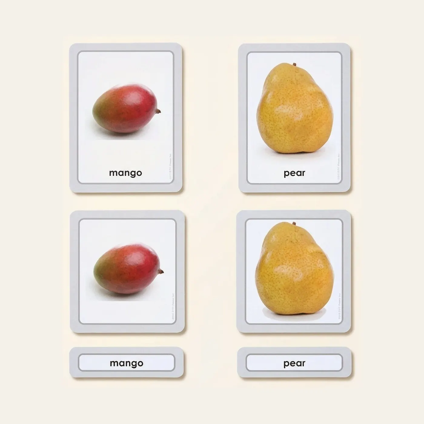 Fruits 3 Part Cards: Montessori material | Faborino