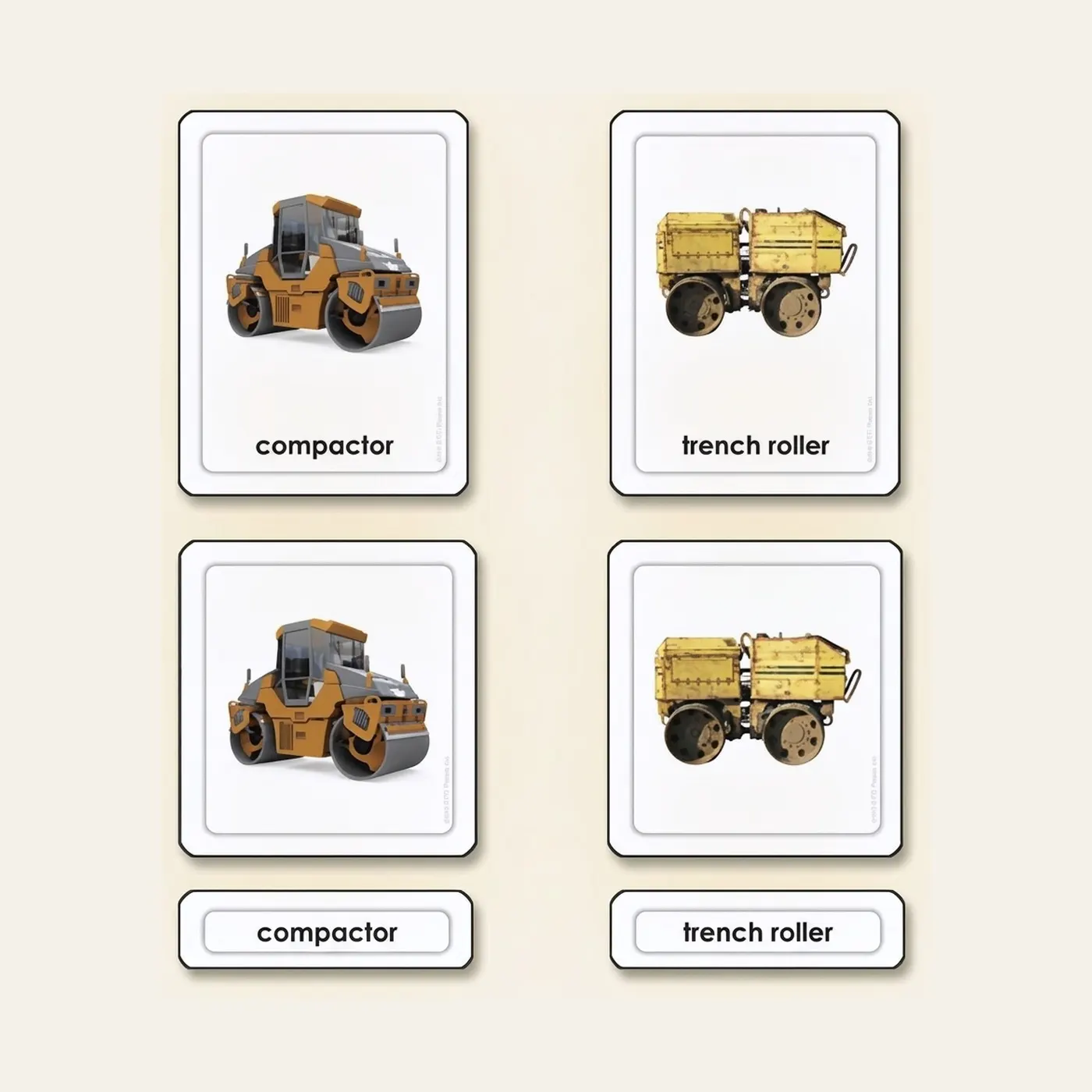 Construction Equipment 3 Part Cards: Montessori material | Faborino