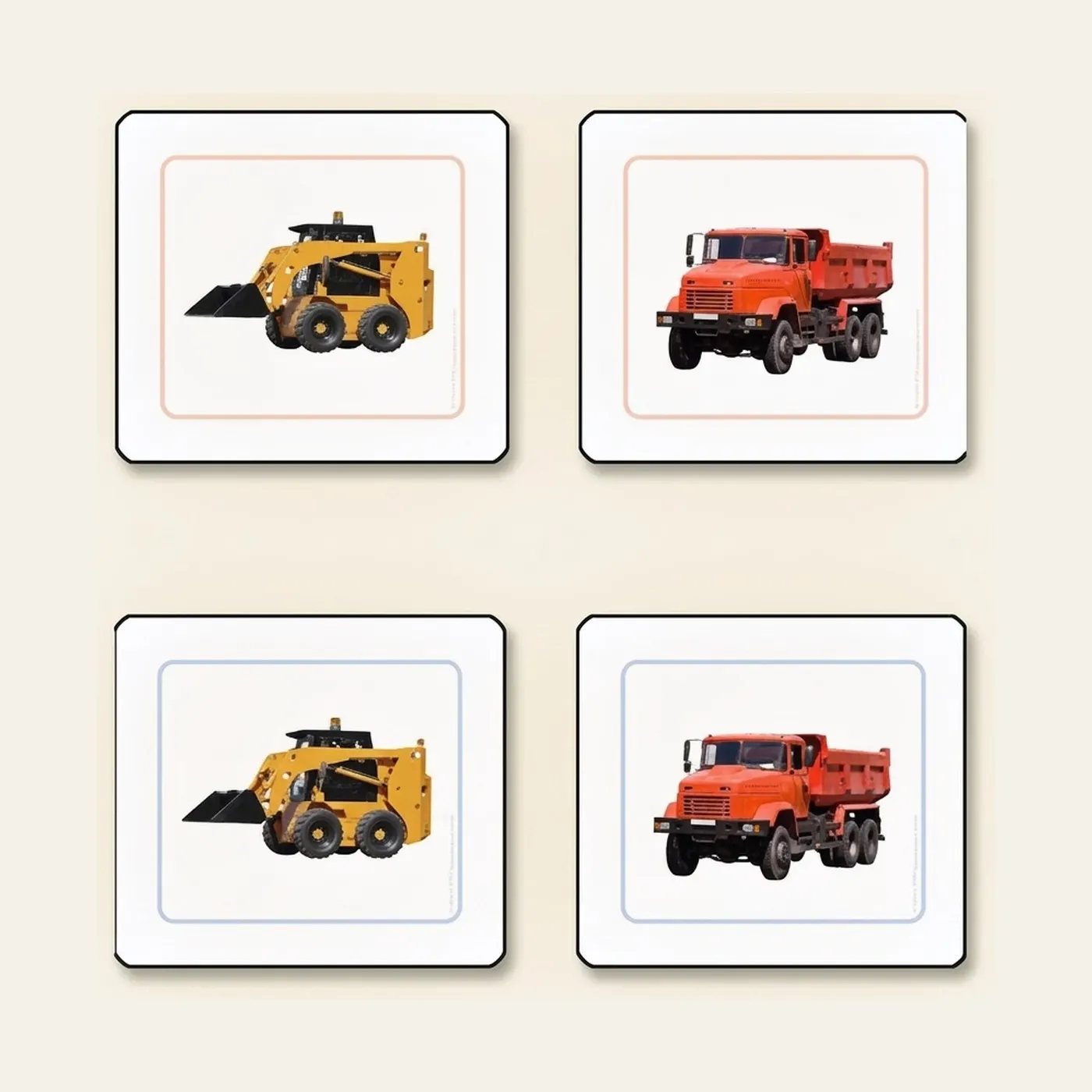 Construction Equipment Matching Cards: Montessori material | Faborino