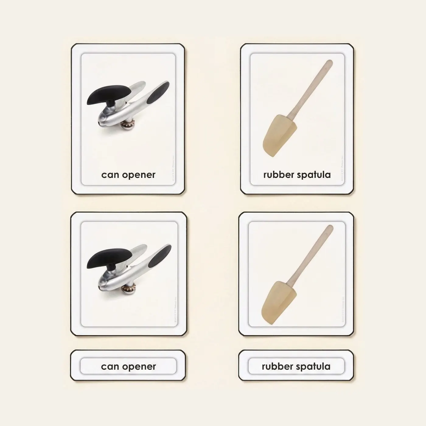 Kitchen Utensils 3 Part Cards: Montessori material | Faborino