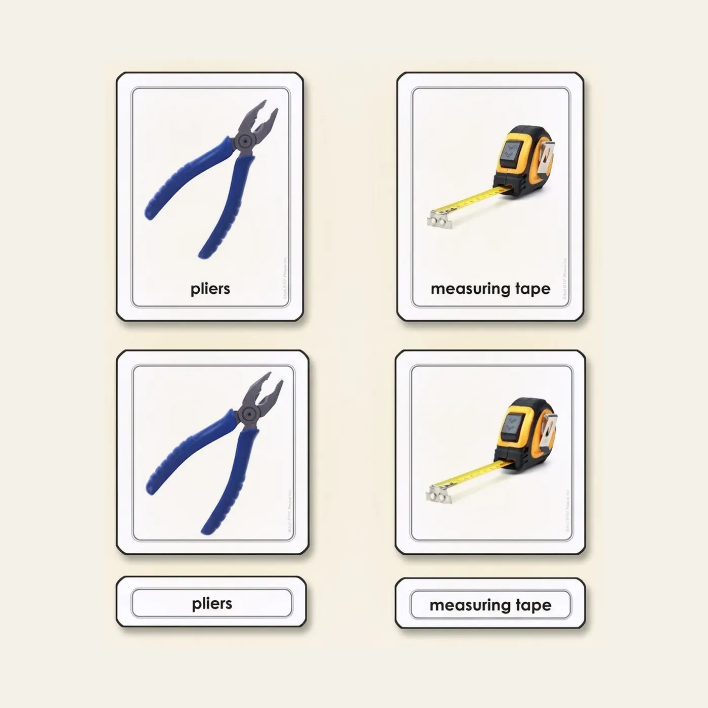 Tools 3 Part Cards: Montessori material | Faborino