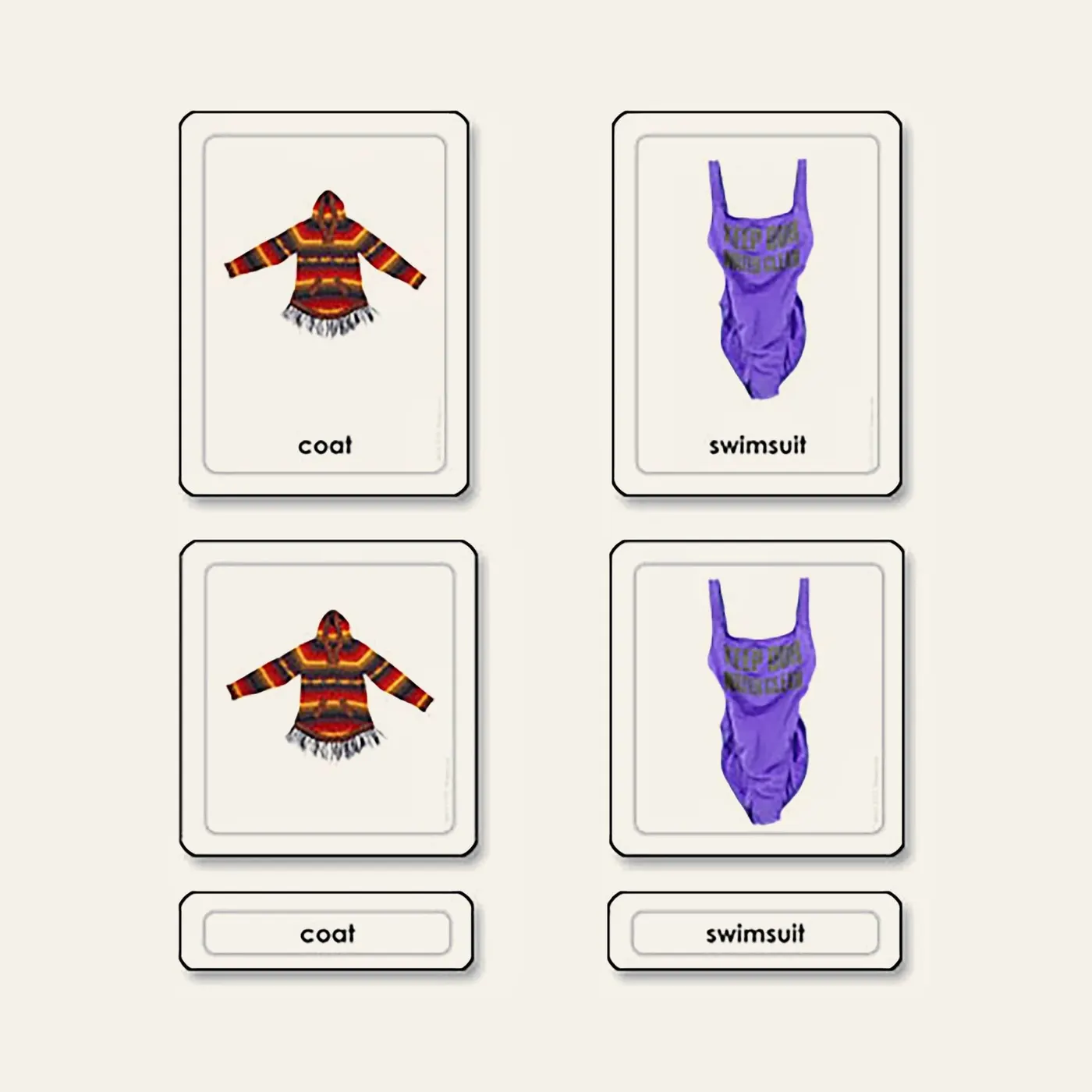 Clothes 3 Part Cards: Montessori material | Faborino