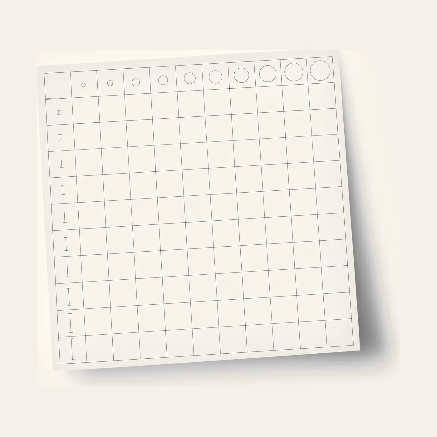 Coloured Cylinders Control Chart: 11×11 Graduated Circle Grid (Spanish Edition): Montessori material | Faborino