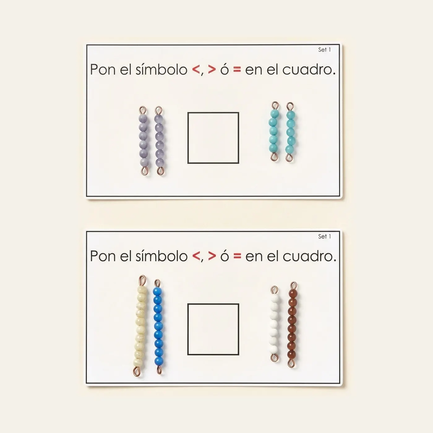 Igual, Mayor Que, Menor Que (Spanish Edition): Montessori material | Faborino