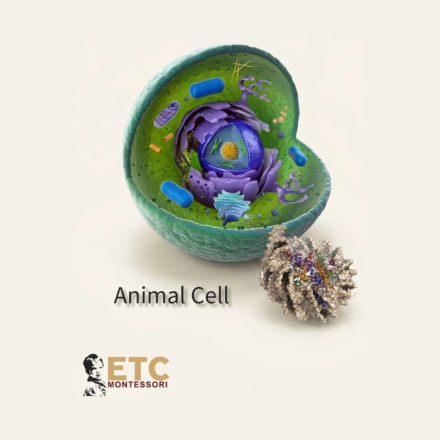 Animal Cell: Parts in 3D Illustrations: Montessori material | Faborino