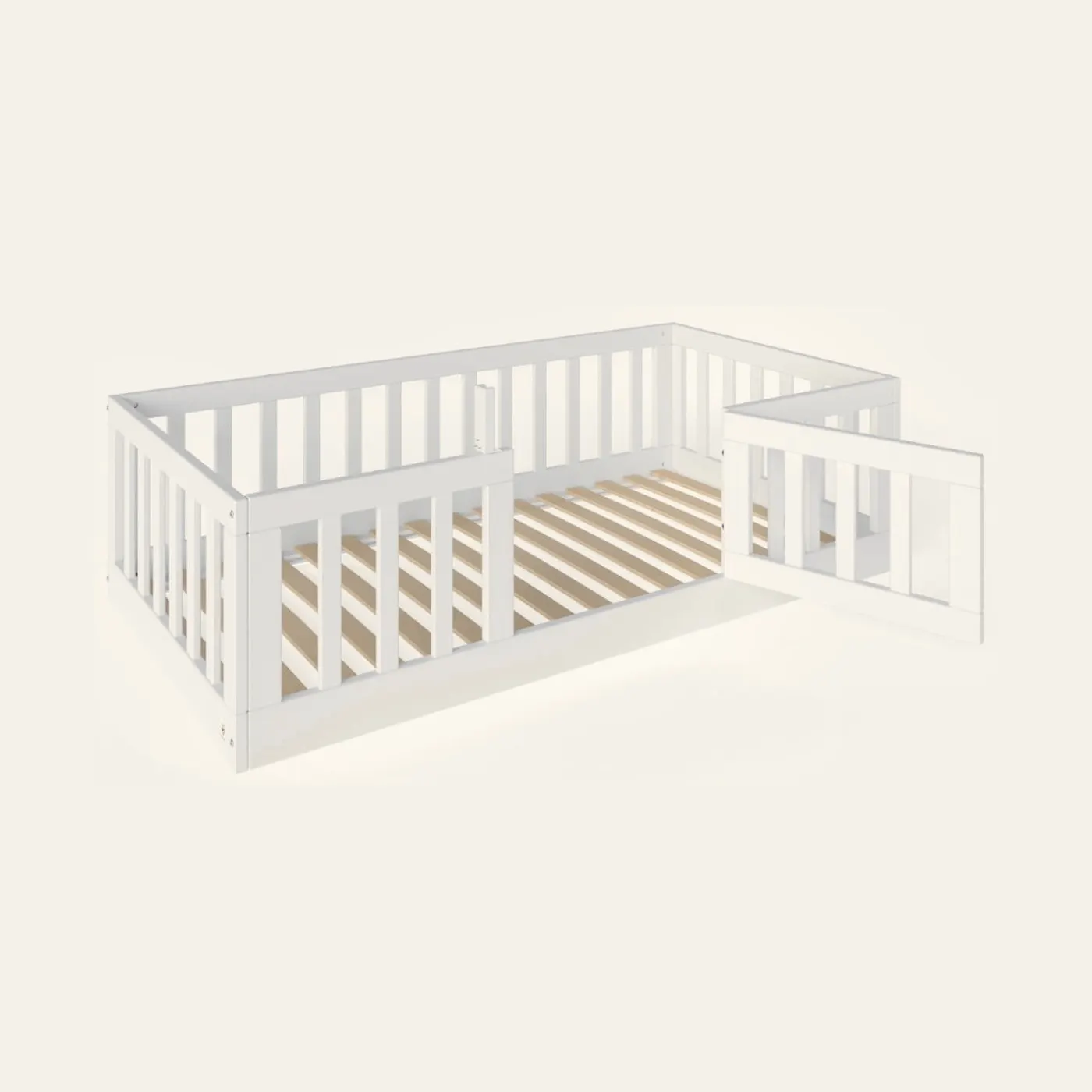 YappyCasa floor bed with a door 160-80cm, WHITE: Montessori material | Faborino