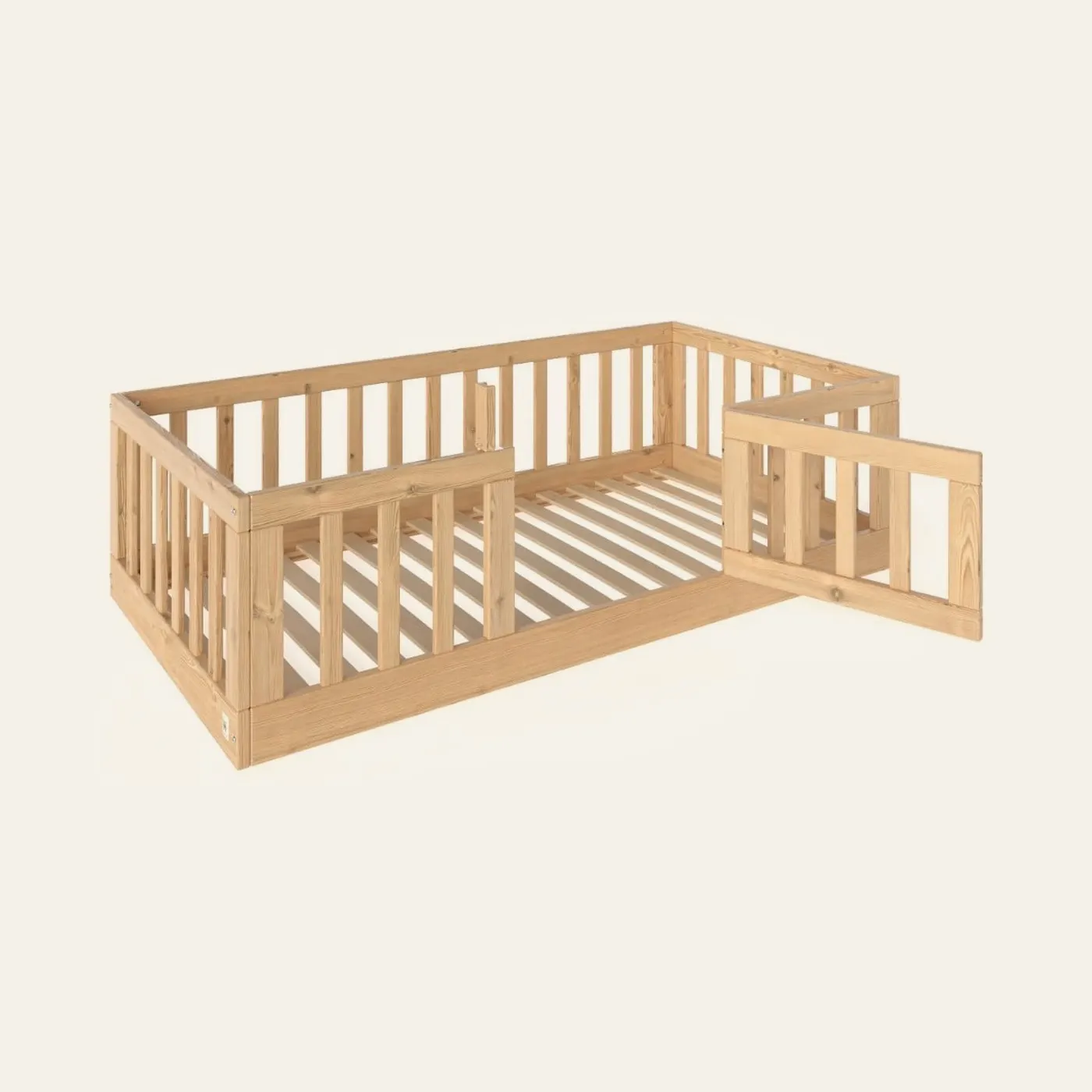 YappyCasa floor bed with a door 160-80cm, NATURAL: Montessori material | Faborino