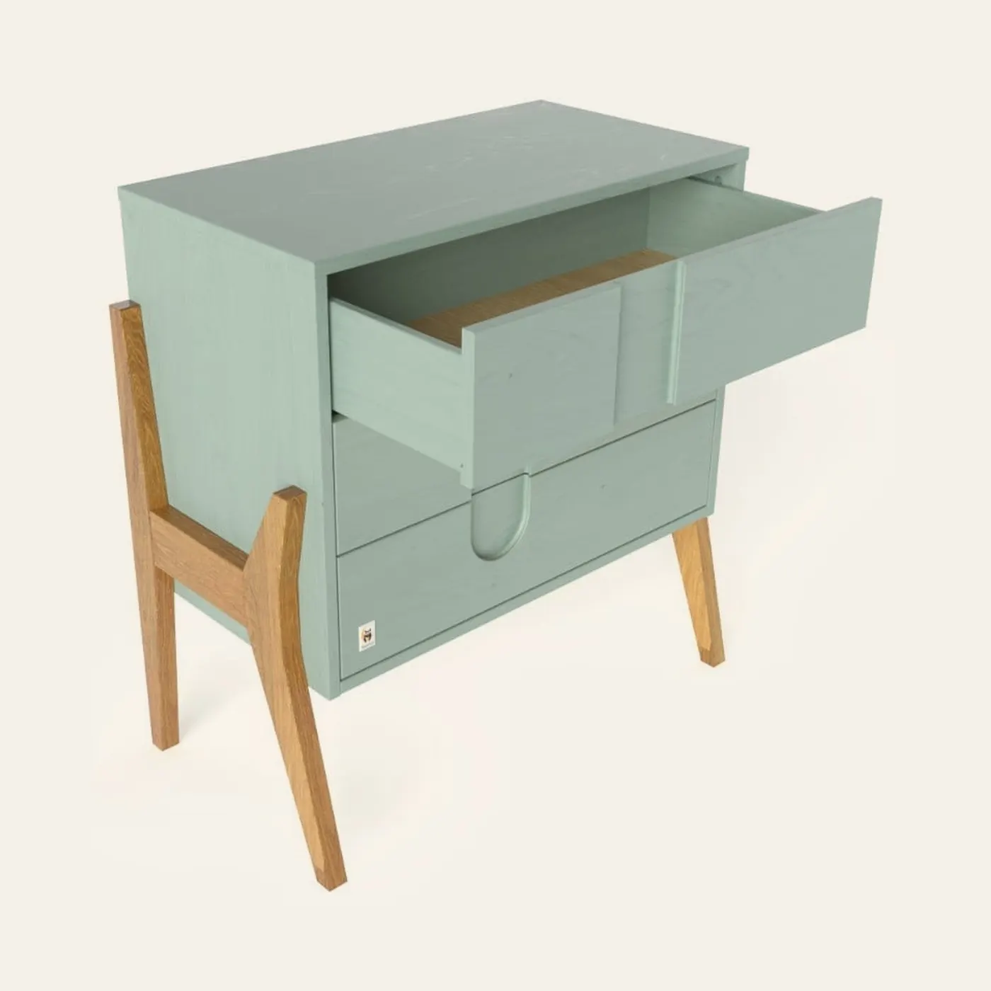 New YappyIcon dresser w/o changing top, SAGE GREEN/OAK: Montessori material | Faborino