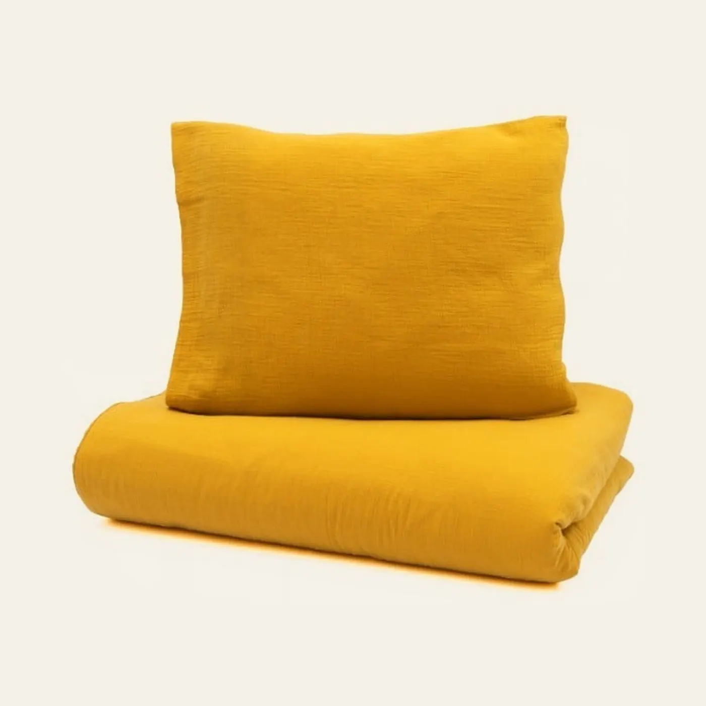 YappyMuslin Mustard bedding set: Montessori material | Faborino