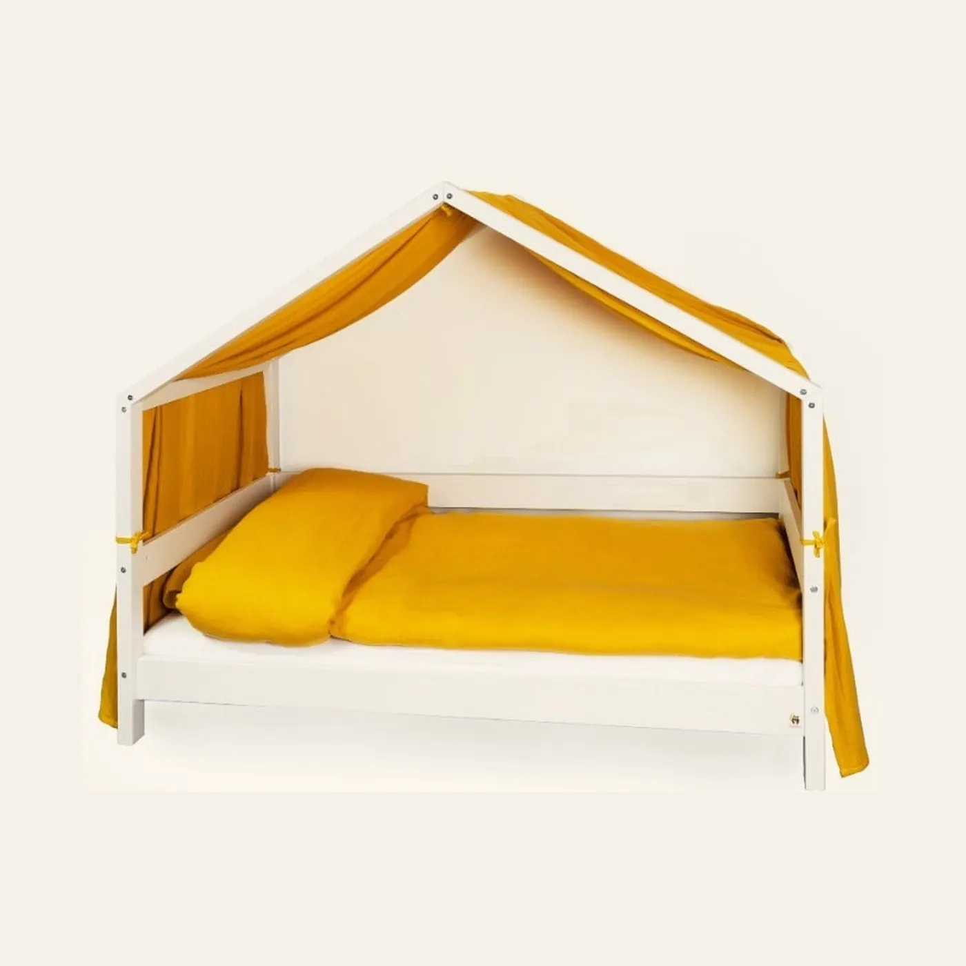 YappyMuslin Mustard curtains: Montessori material | Faborino