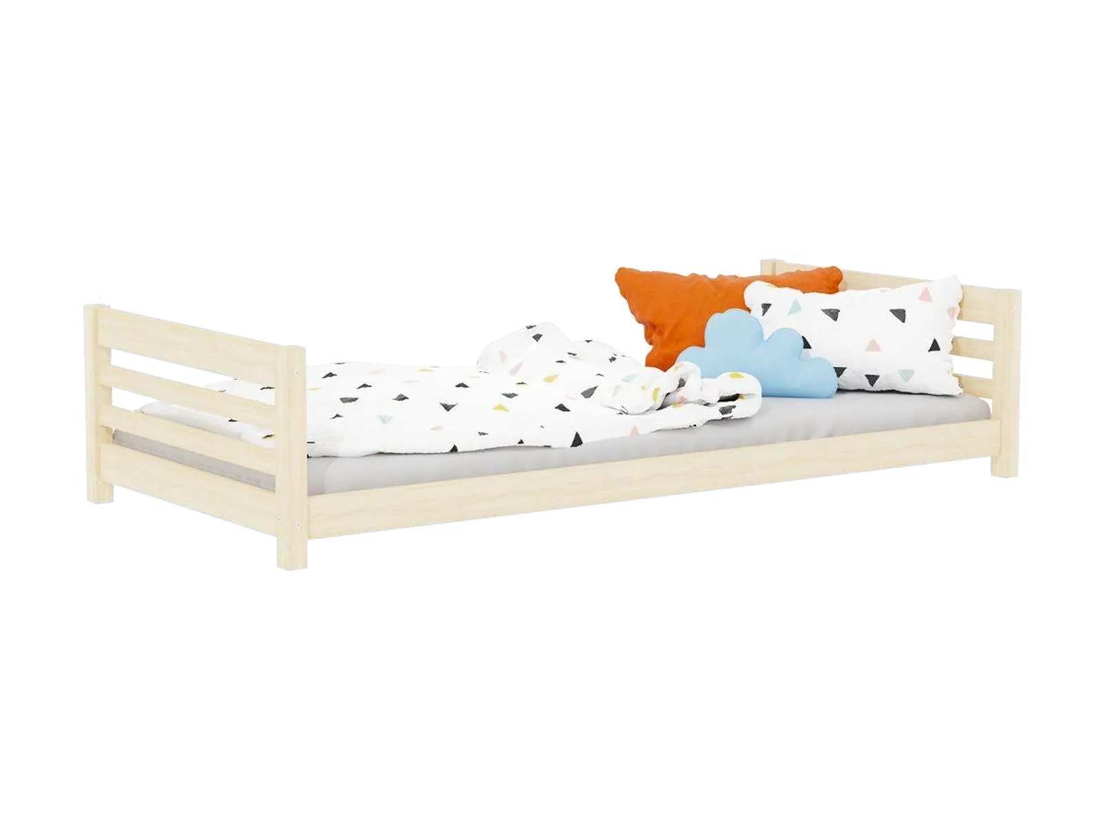Niedriges Kinderbett TULY aus Holz mit zwei Kopfteilen, unbehandelt, 90x200 cm: Foto des Herstellers