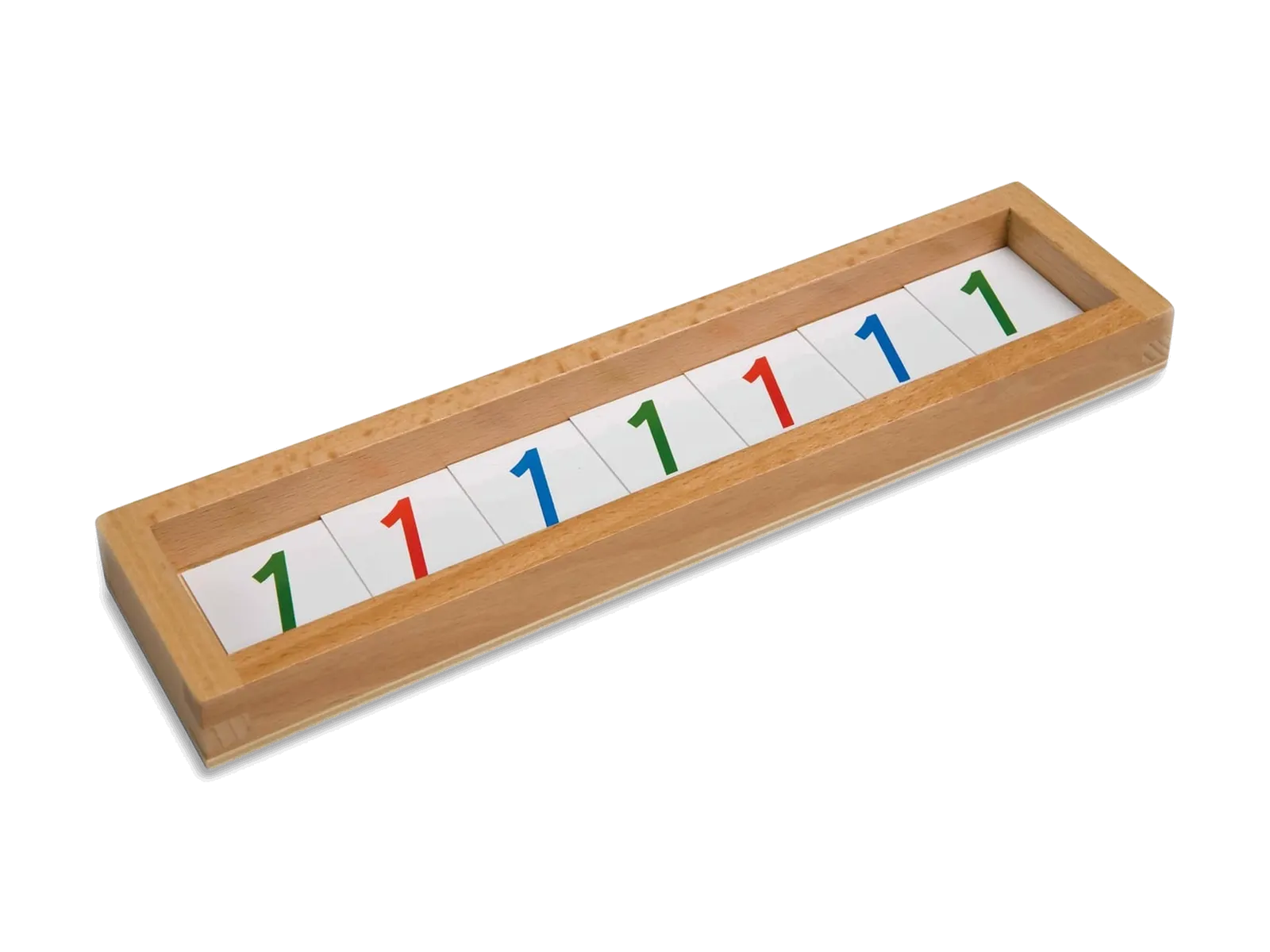 Geometrická hierarchie čísel: číselné karty v krabici (Nienhuis): fotka výrobce