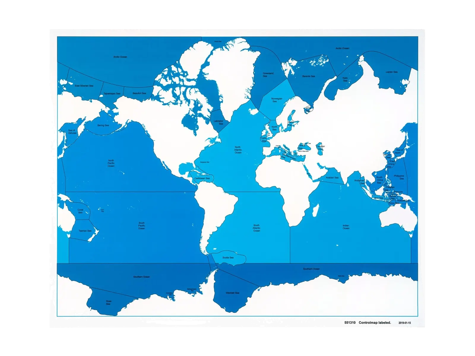 Kontrolní mapa moří a oceánů: s popisky: fotka výrobce