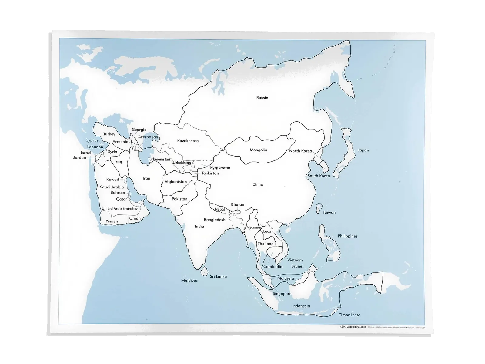 Kontrolní mapa Asie: s popisky: fotka výrobce