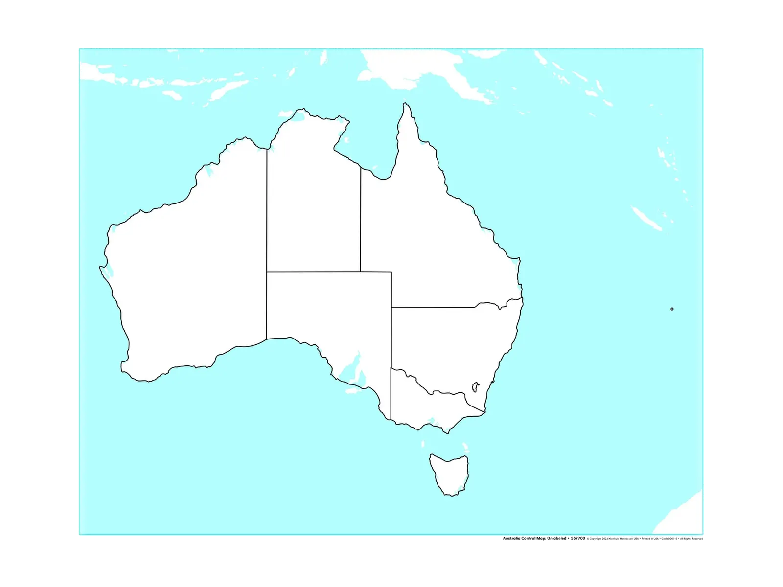 Kontrolní mapa Austrálie: bez popisků: fotka výrobce