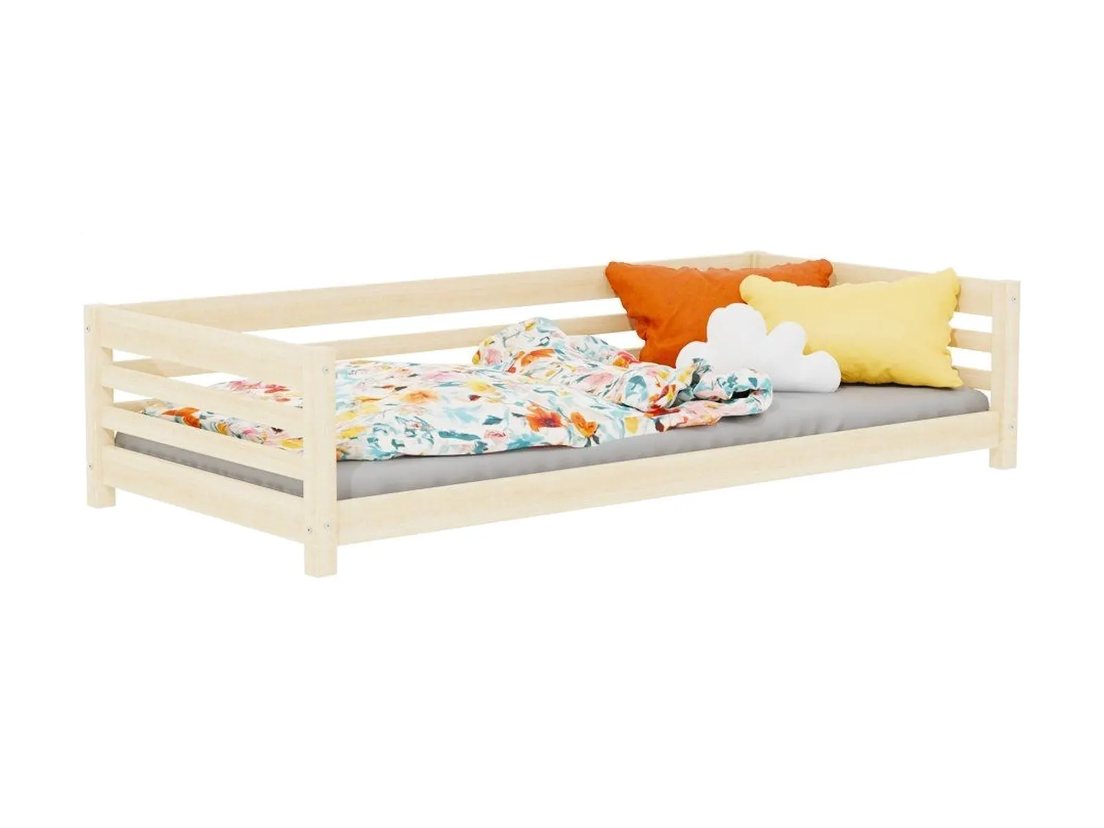 Niedriges Kinderbett TULY aus Holz mit offenem Einstieg, unbehandelt, 90x200 cm: Foto des Herstellers