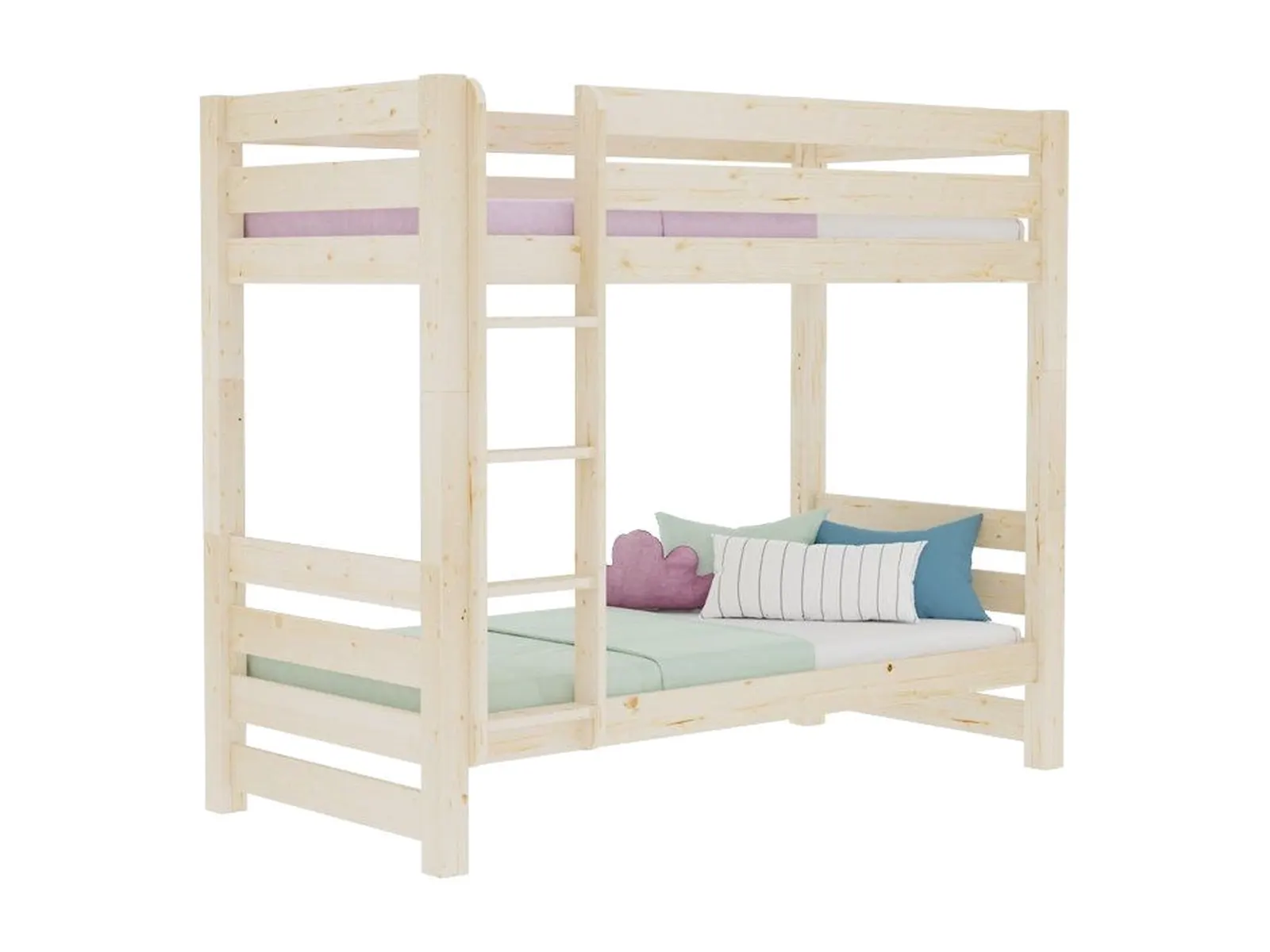Wooden bunk bed ATLAS without bottom sidewall, transparent oil, 90x200 cm: maker's photo