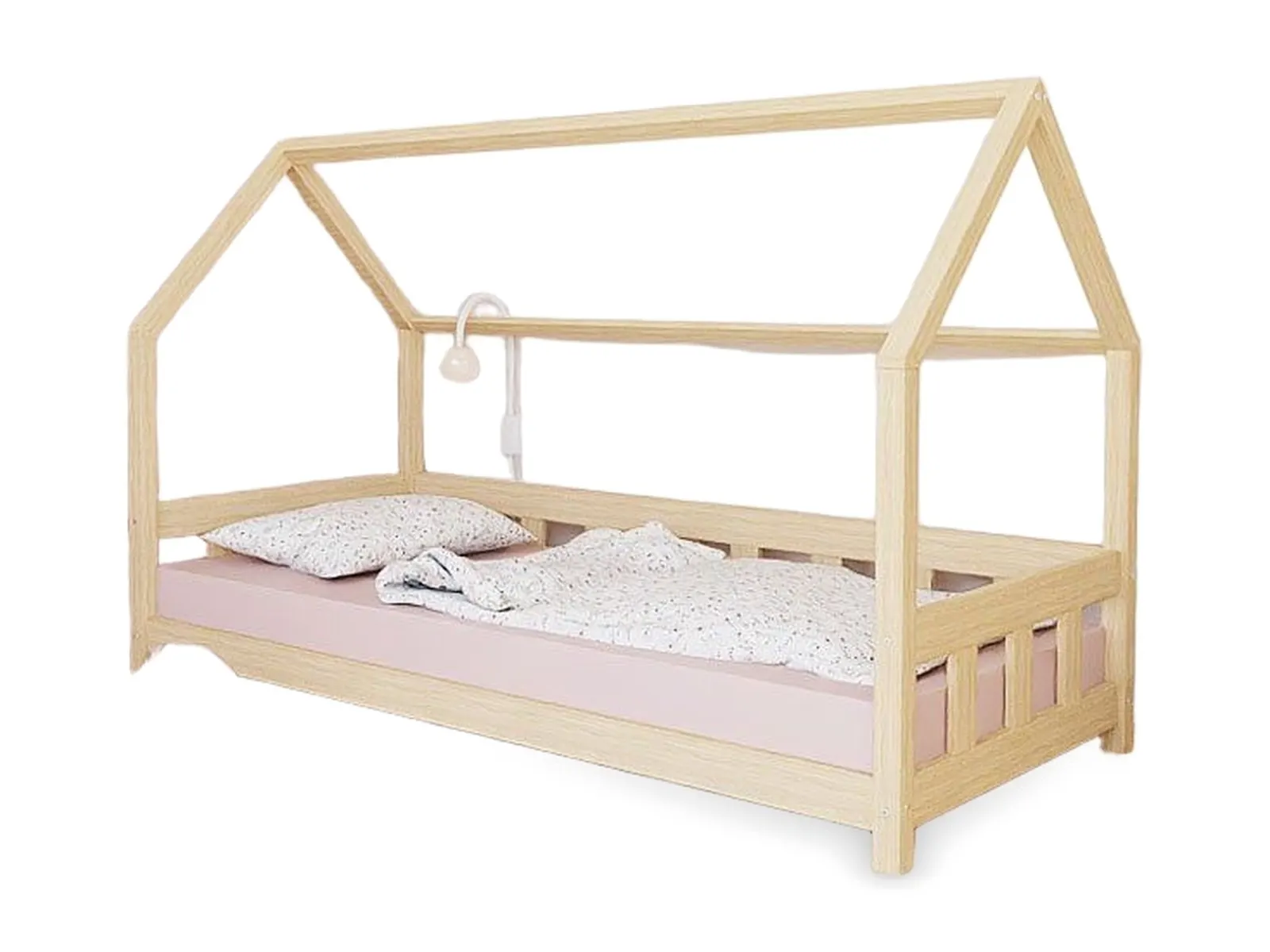 Hausbett PLOTTY mit Seitenpaneel und offenem Einstieg, transparent geölt, 90x200 cm: Foto des Herstellers