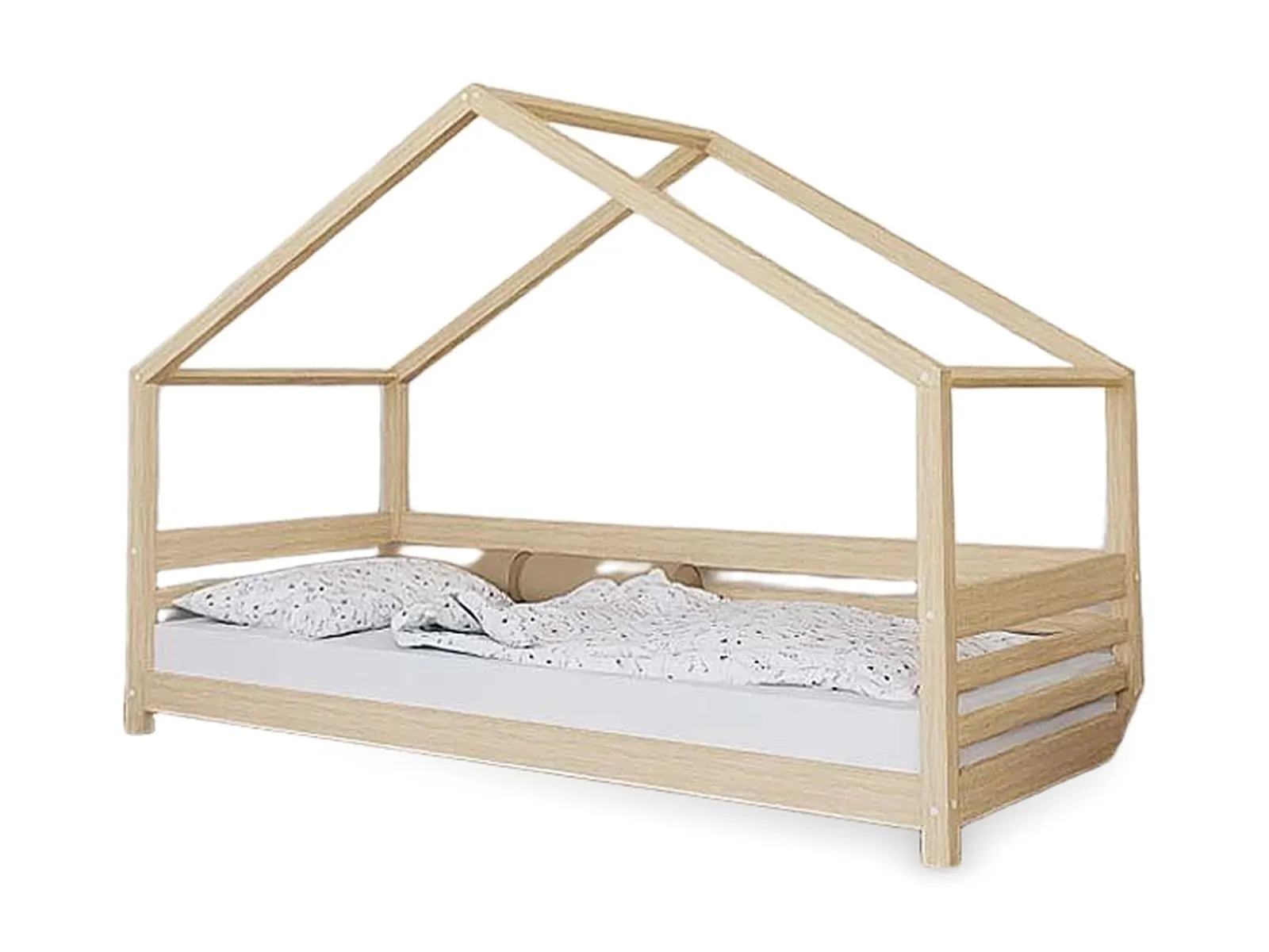 Hausbett TULY mit Frontpaneel und offenem Einstieg, unbehandelt, 90x200 cm: Foto des Herstellers