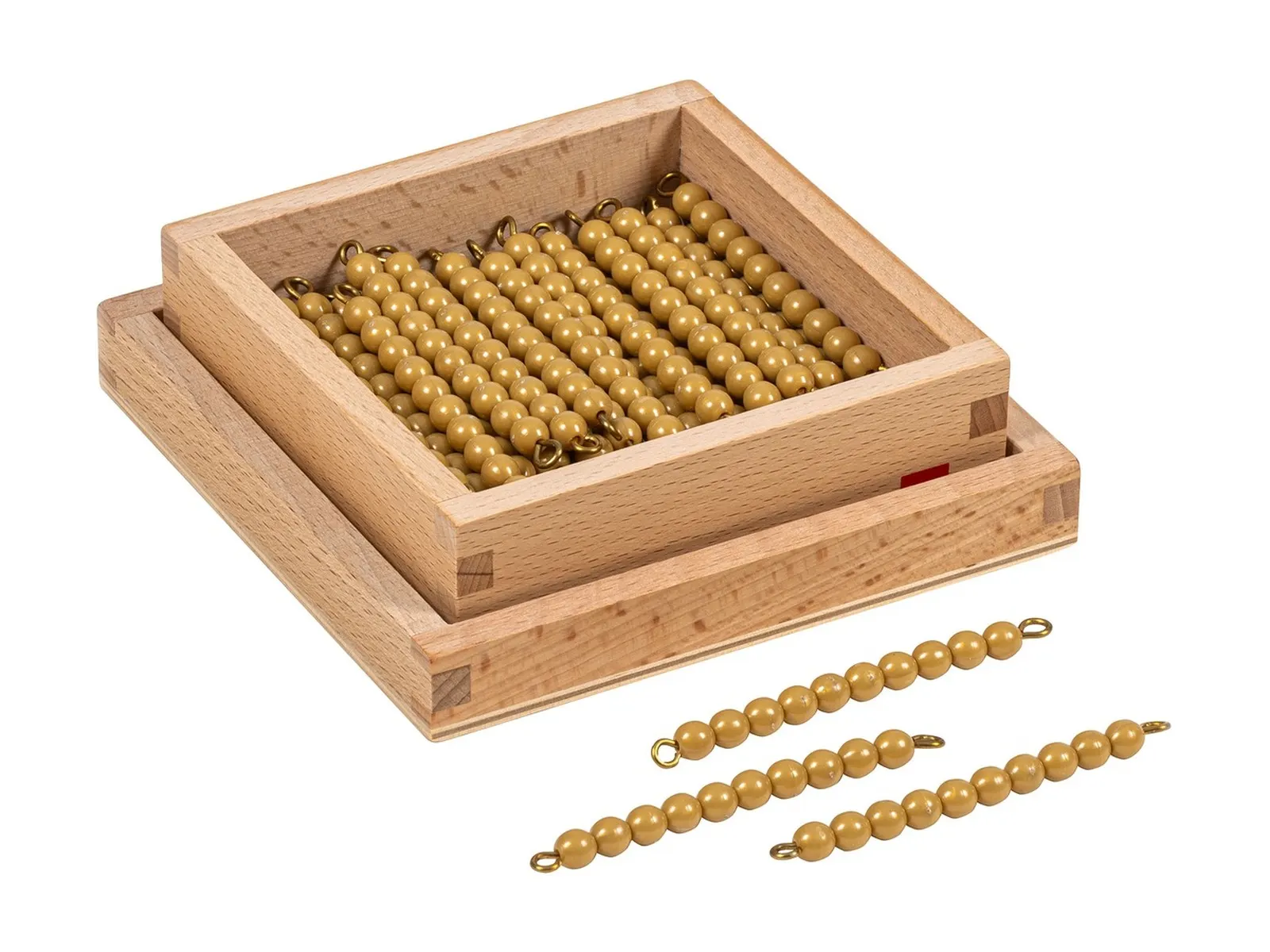 Goldene Perlenstäbe: 45 Zehnerstäbe in der Box: Foto des Herstellers