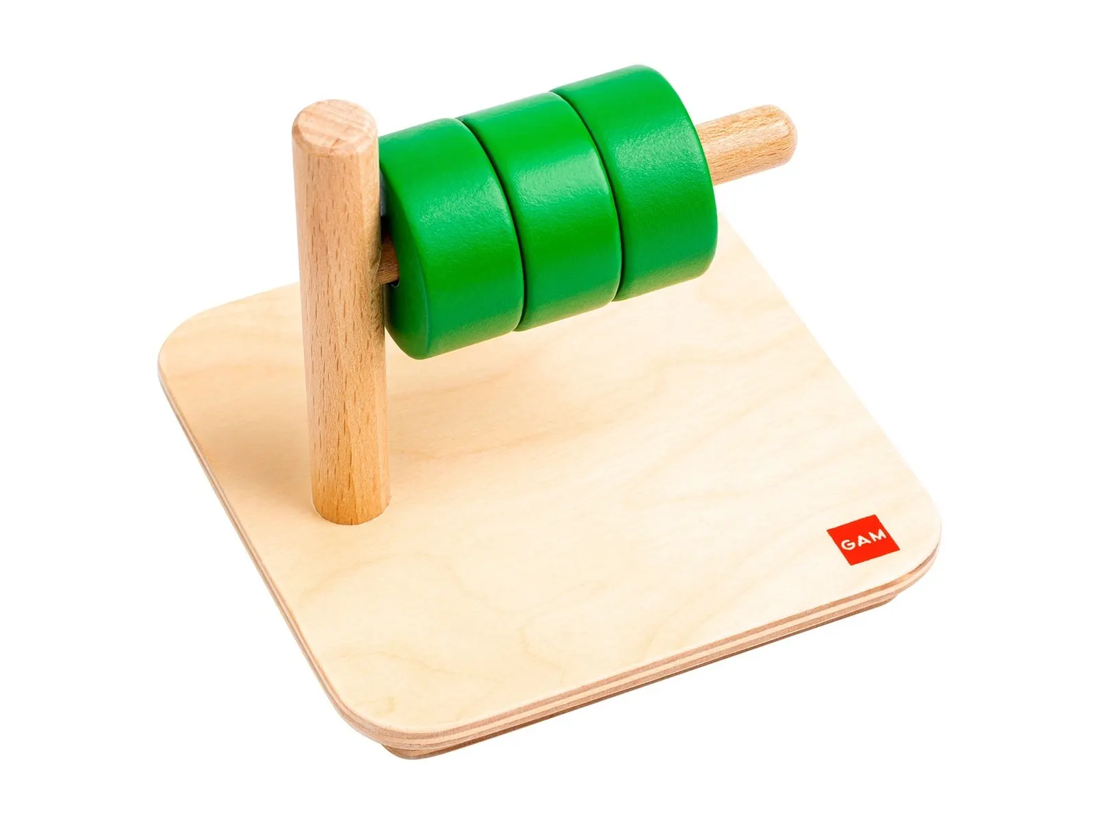 Discs on a horizontal dowel: maker's photo